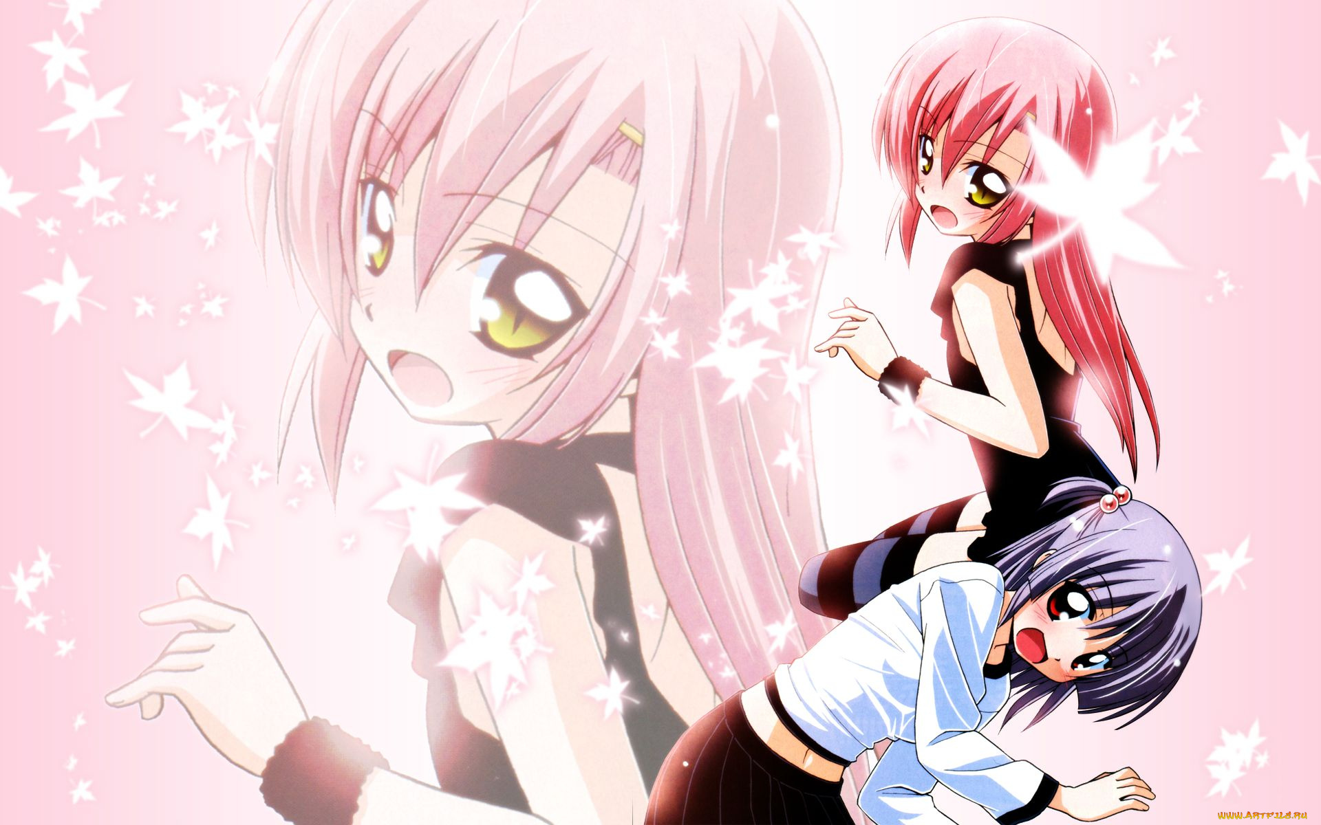 аниме, unknown, , другое, , листья, девочки