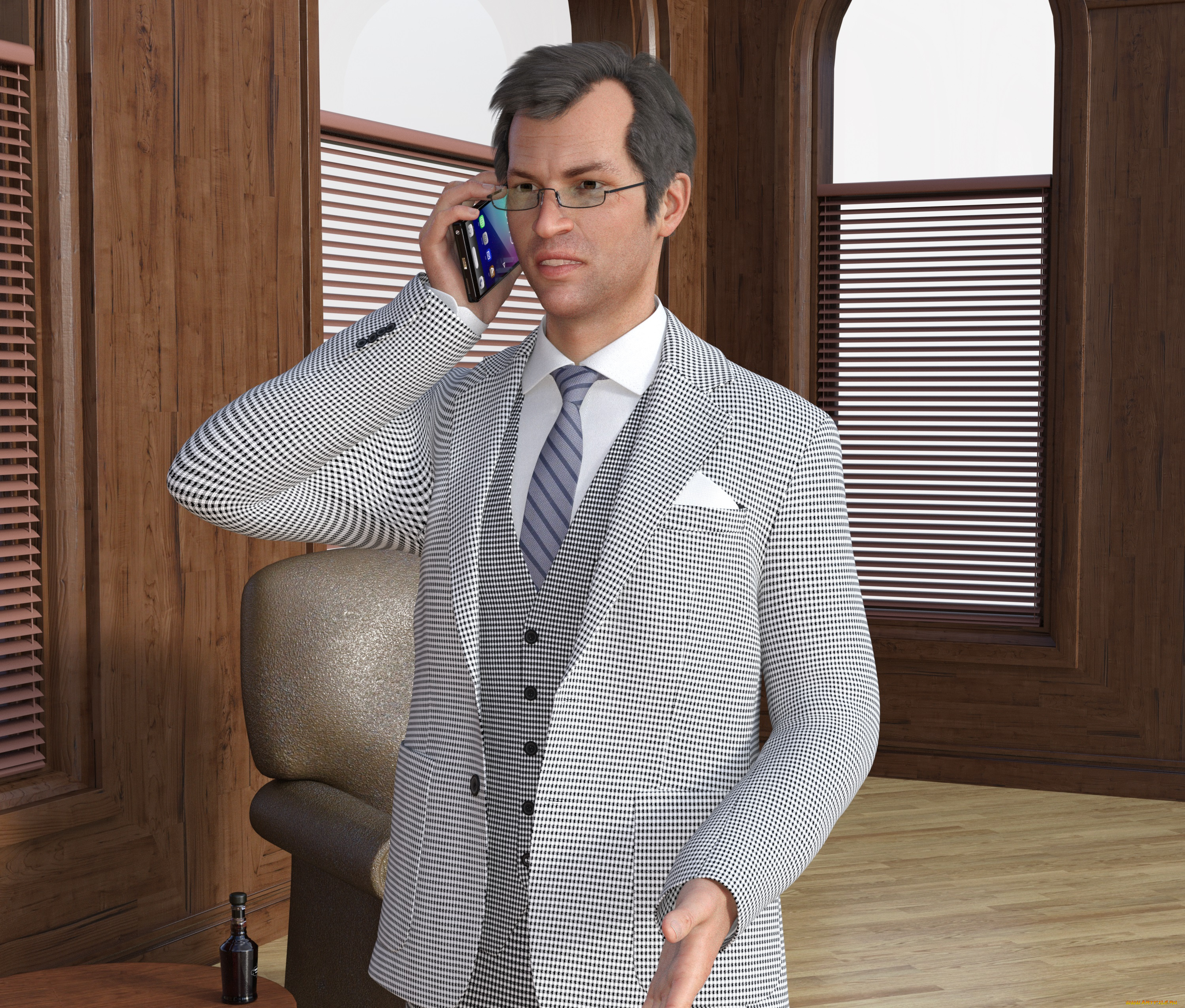 3д, графика, люди, , people, телефон, взгляд, фон, мужчина