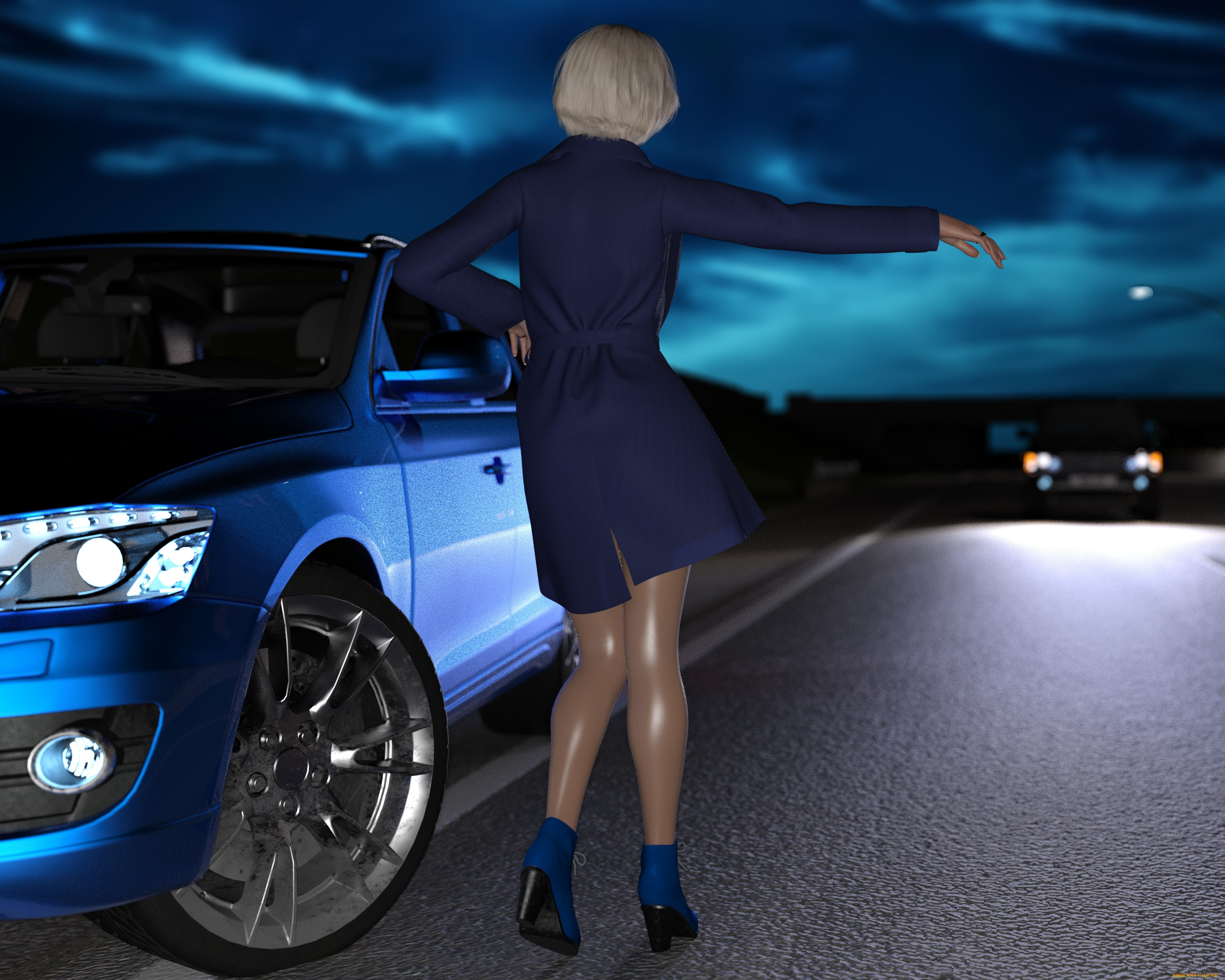 3д, графика, люди-авто, мото, , people-, car, , , moto, фон, взгляд, девушка