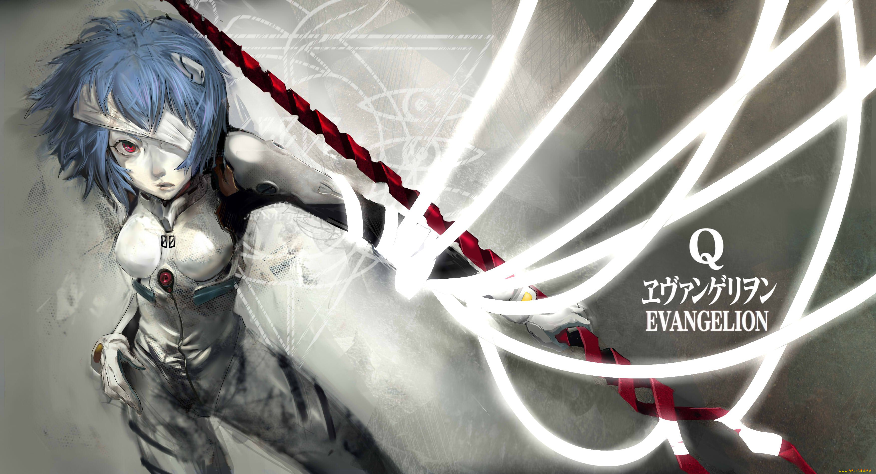 аниме, evangelion, rei, ayanami, девушка, пилот, копье, лонгиния