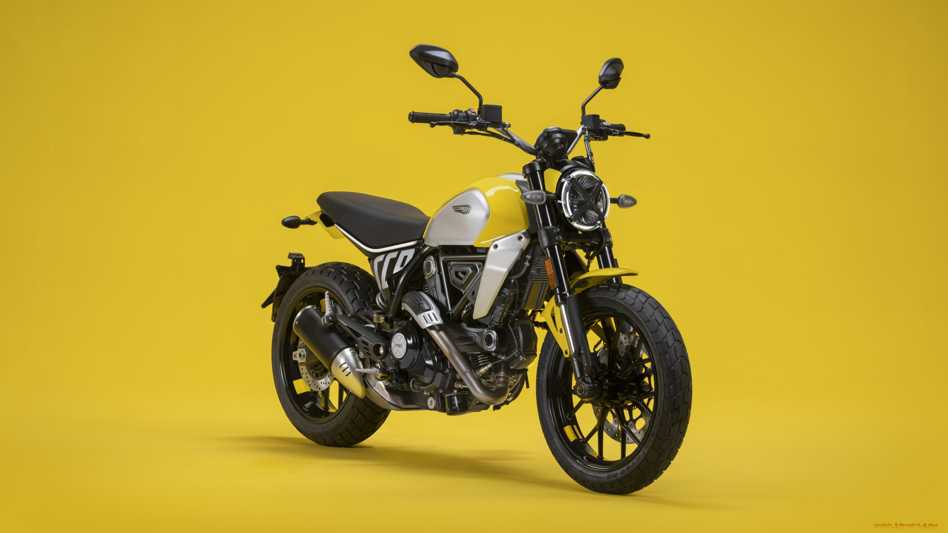 ducati, scrambler, icon, 2023, мотоциклы, ducati, scrambler, icon, дукати, желтый, фон
