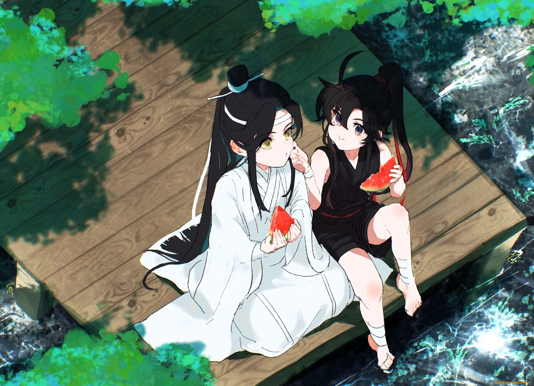 аниме, mo, dao, zu, shi, лань, ванцзи, вэй, усянь, арбуз, мостки