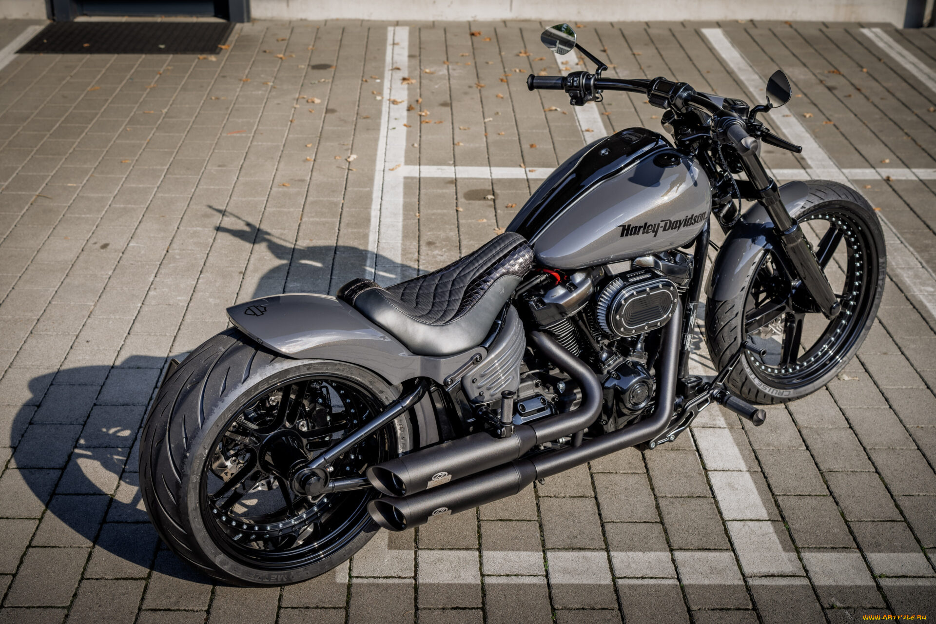 мотоциклы, harley-davidson, softail, breakout, 117, customized, custombikes, grey, hunter