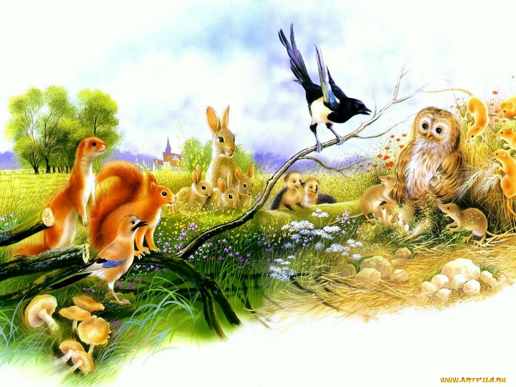 рисованные, животные