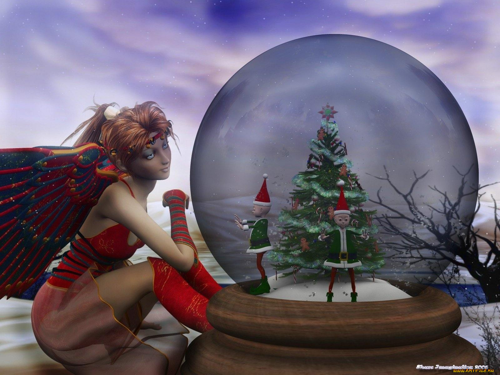 праздничные, 3д, графика, новый, год