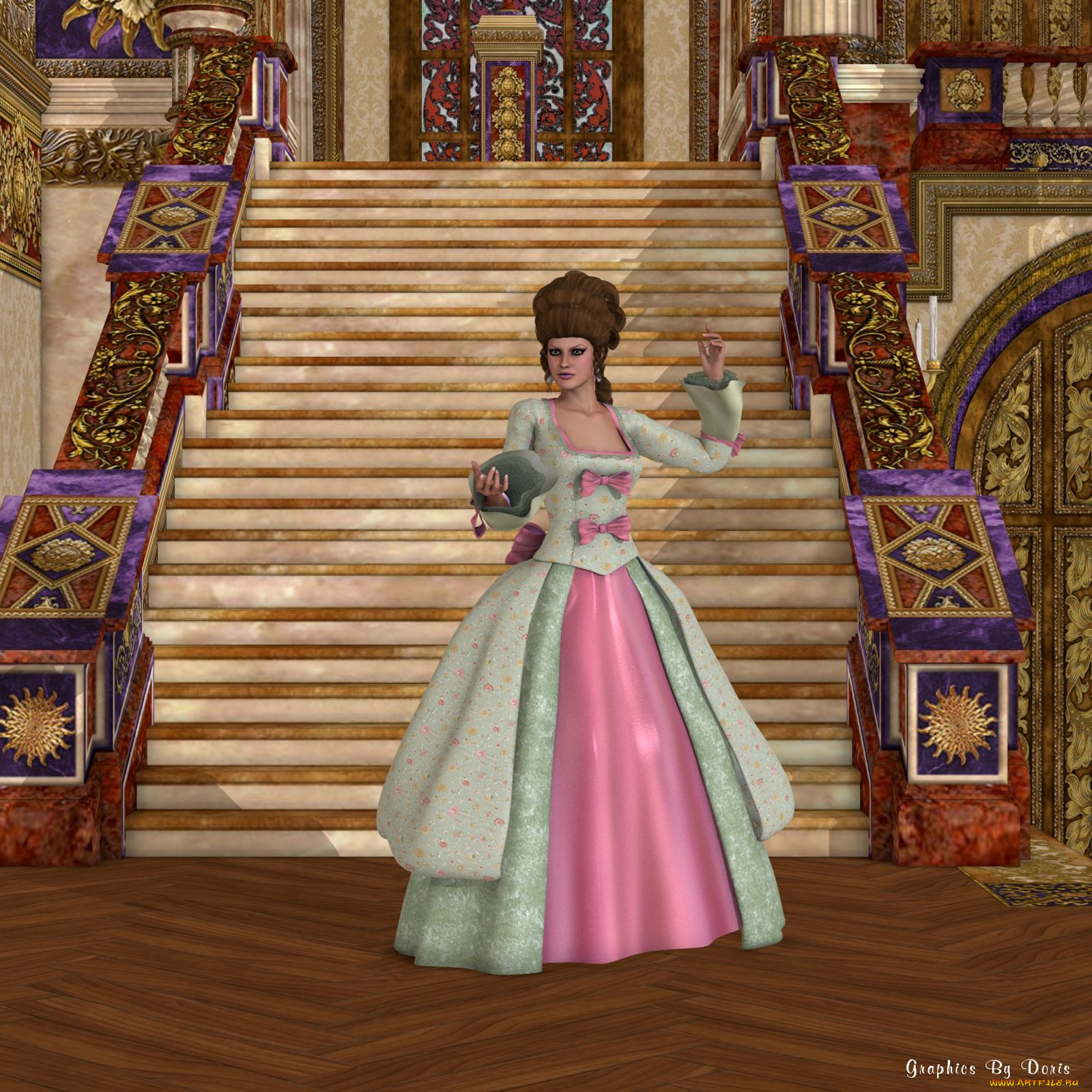 3д, графика, people, люди, лесница, девушка