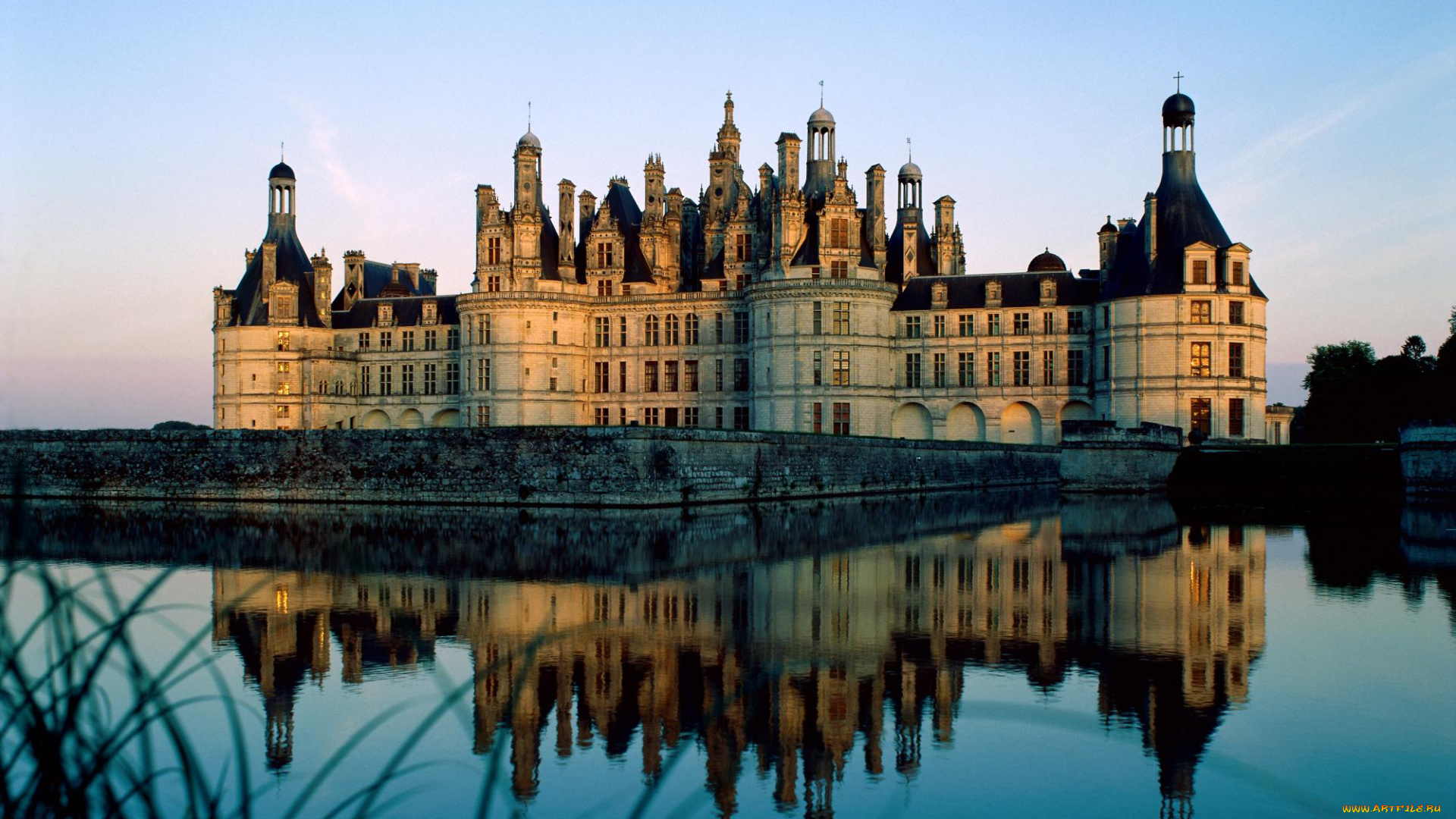 города, замки, луары, франция, замок, отражение