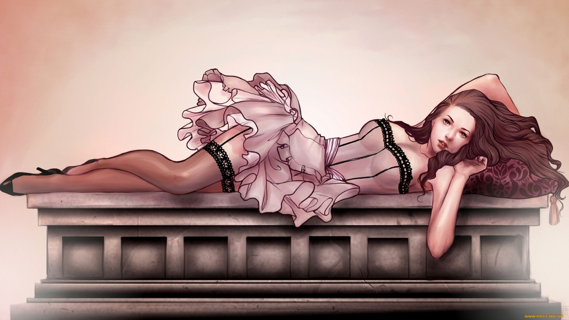 рисованные, люди, девушка