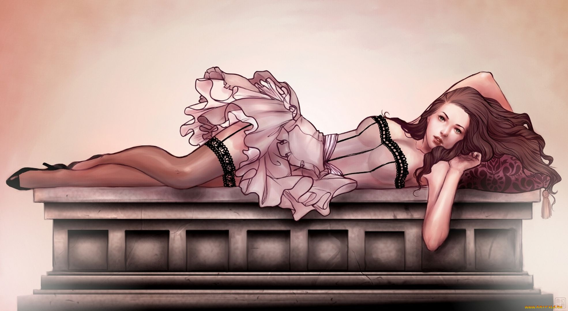 рисованные, люди, девушка