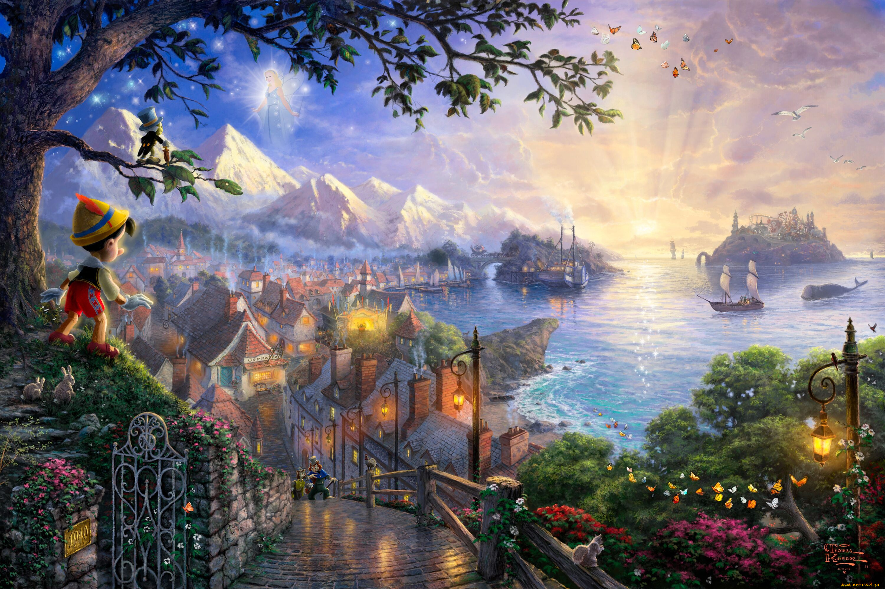 thomas, kinkade, рисованные, pinocchio