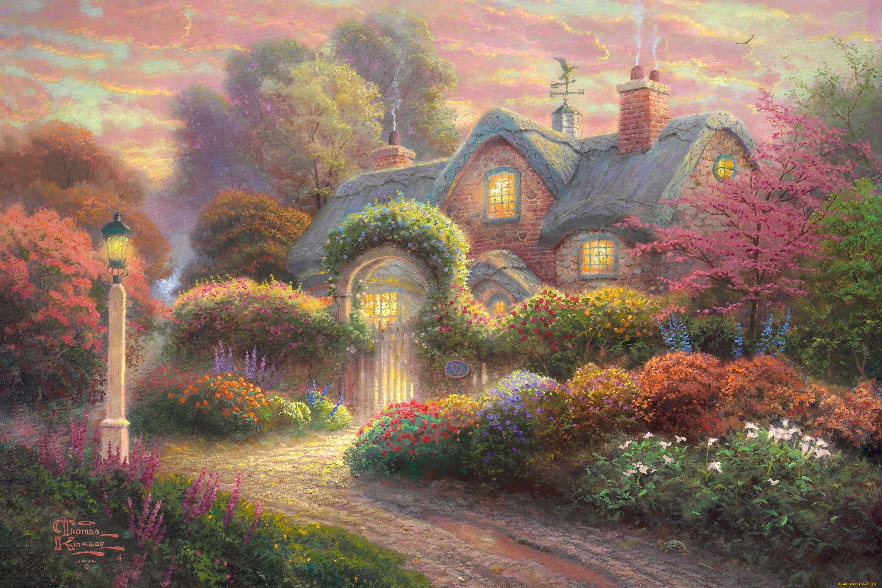 thomas, kinkade, рисованные, пейзаж