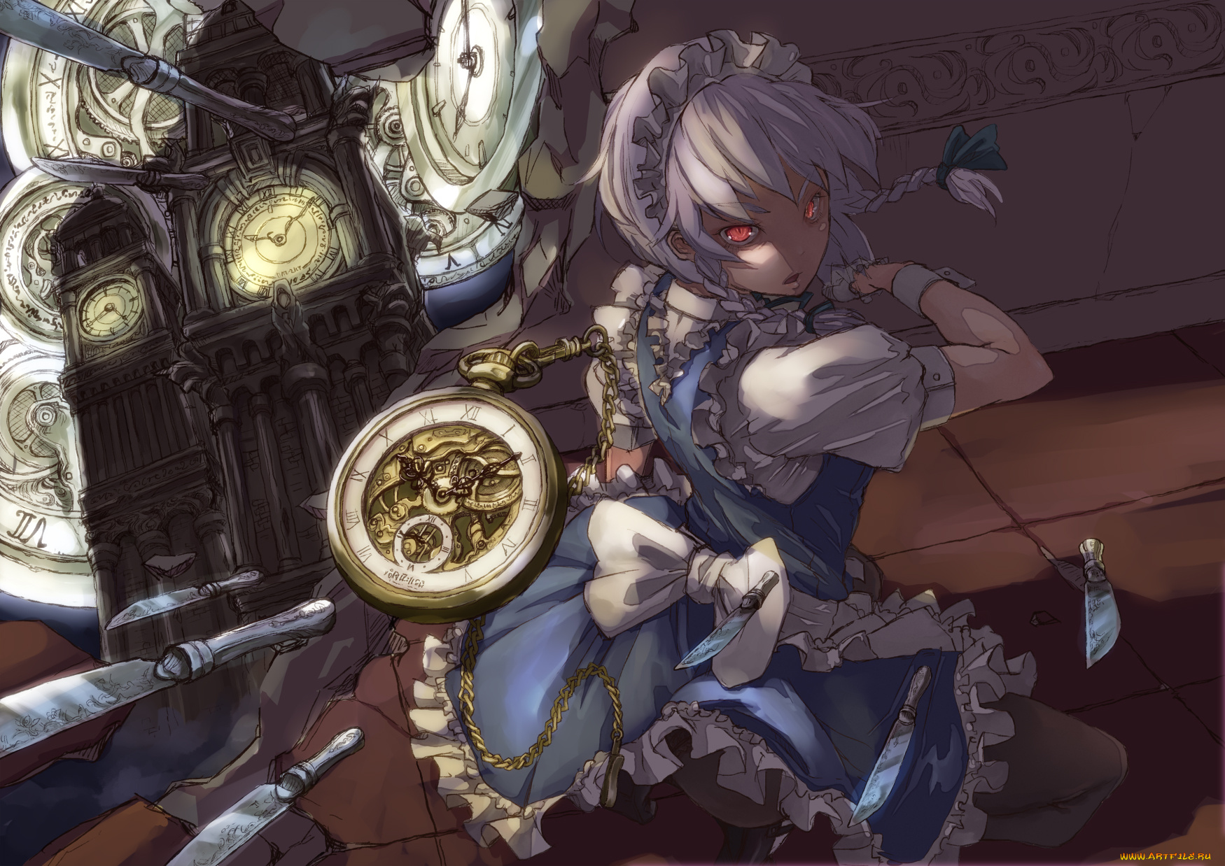 аниме, touhou, izayoi, sakuya