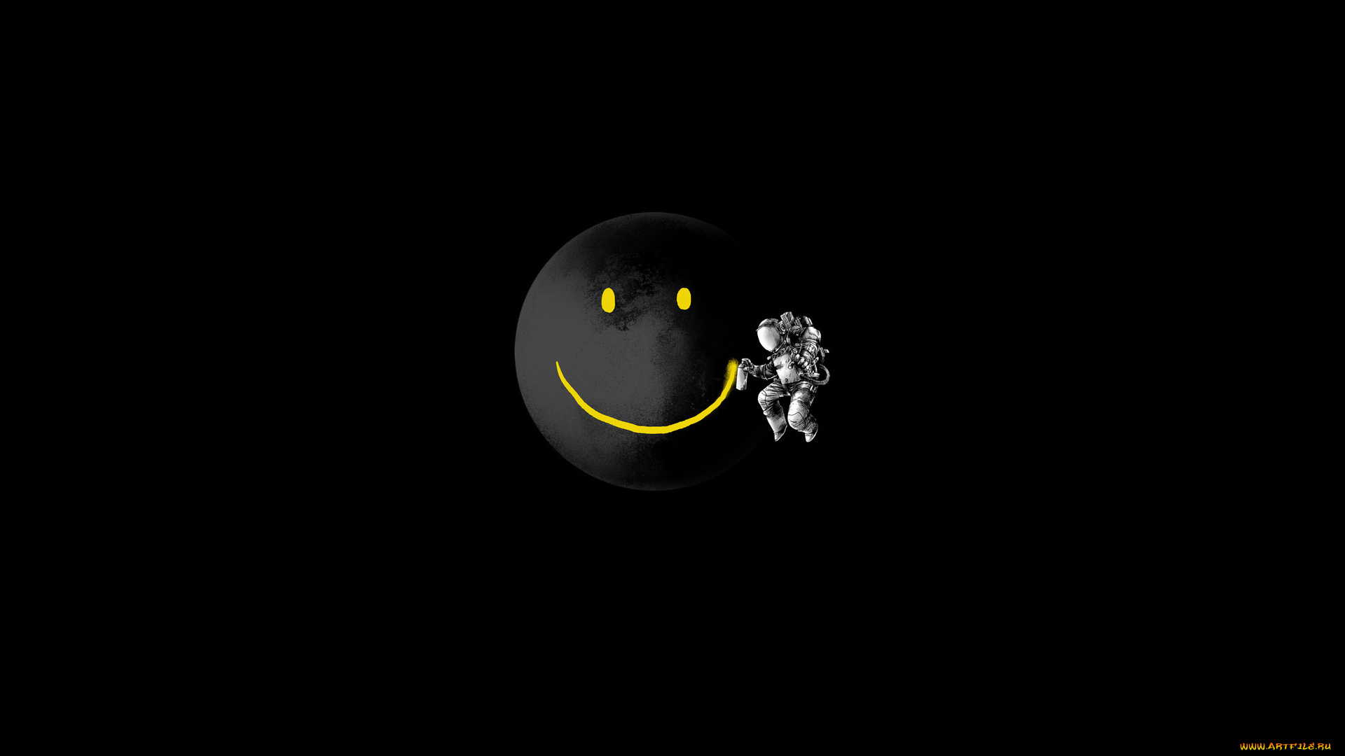 3д, графика, humor, юмор, космонавт, смайлик, планета