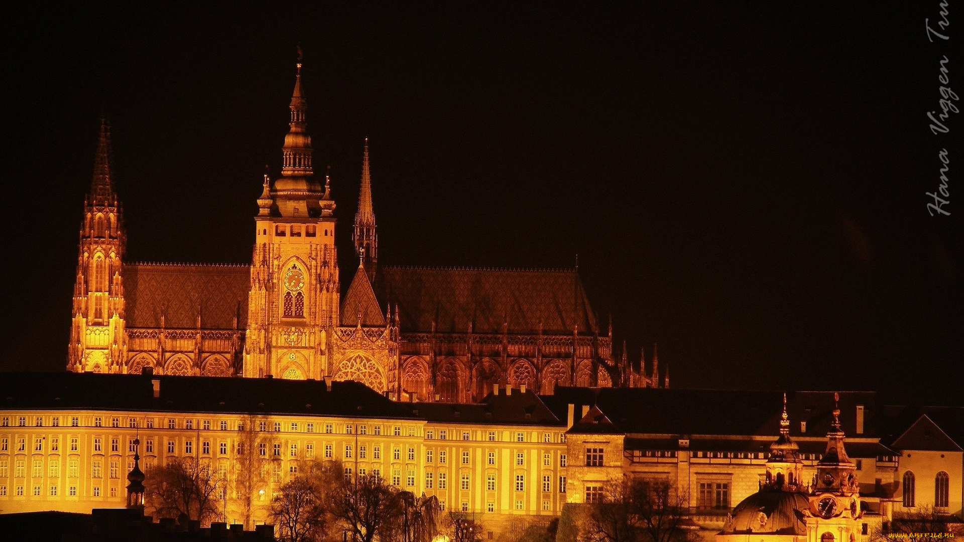 города, прага, Чехия, ночь, город