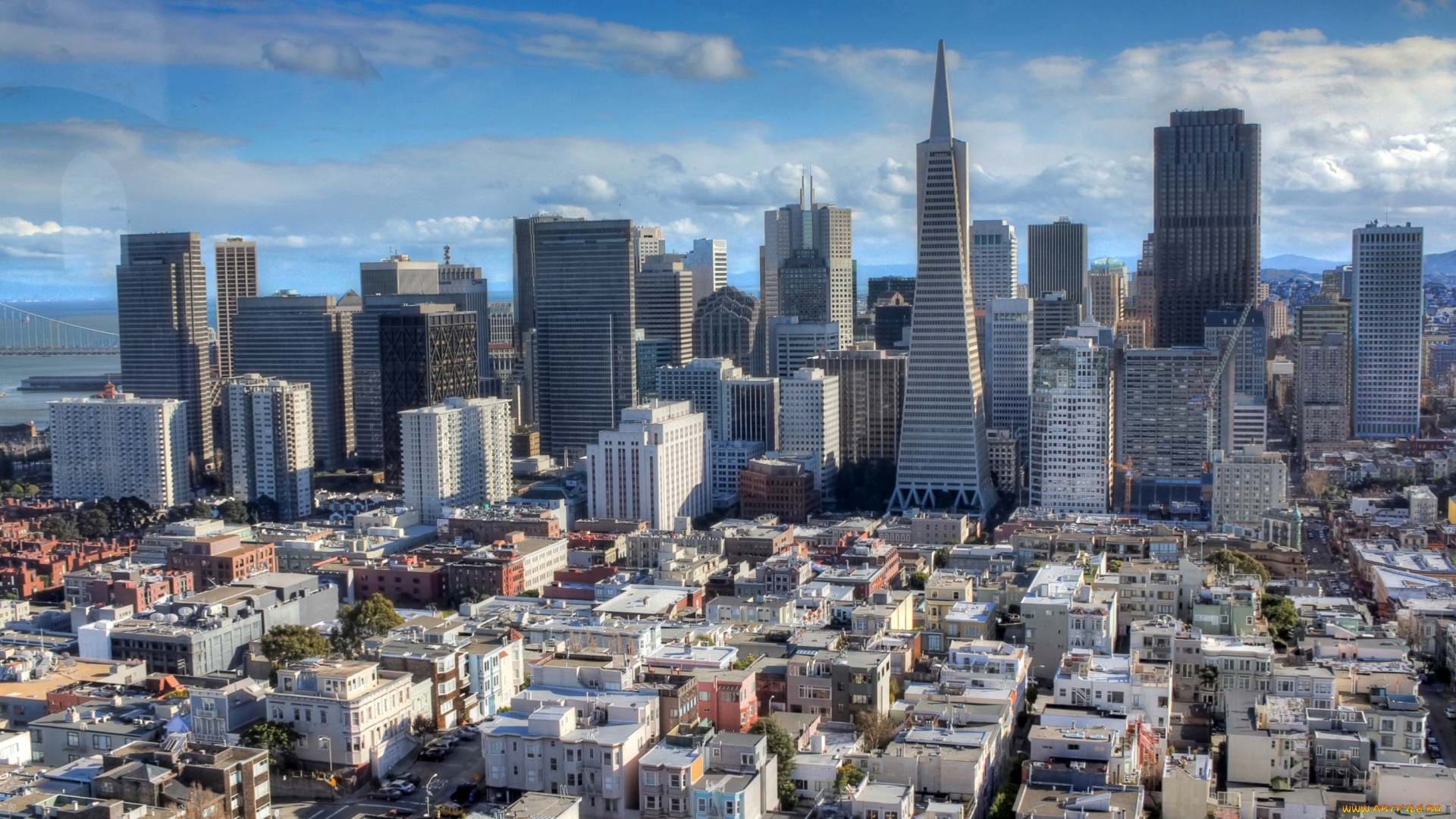 города, сан, франциско, сша, небоскребы, панорама