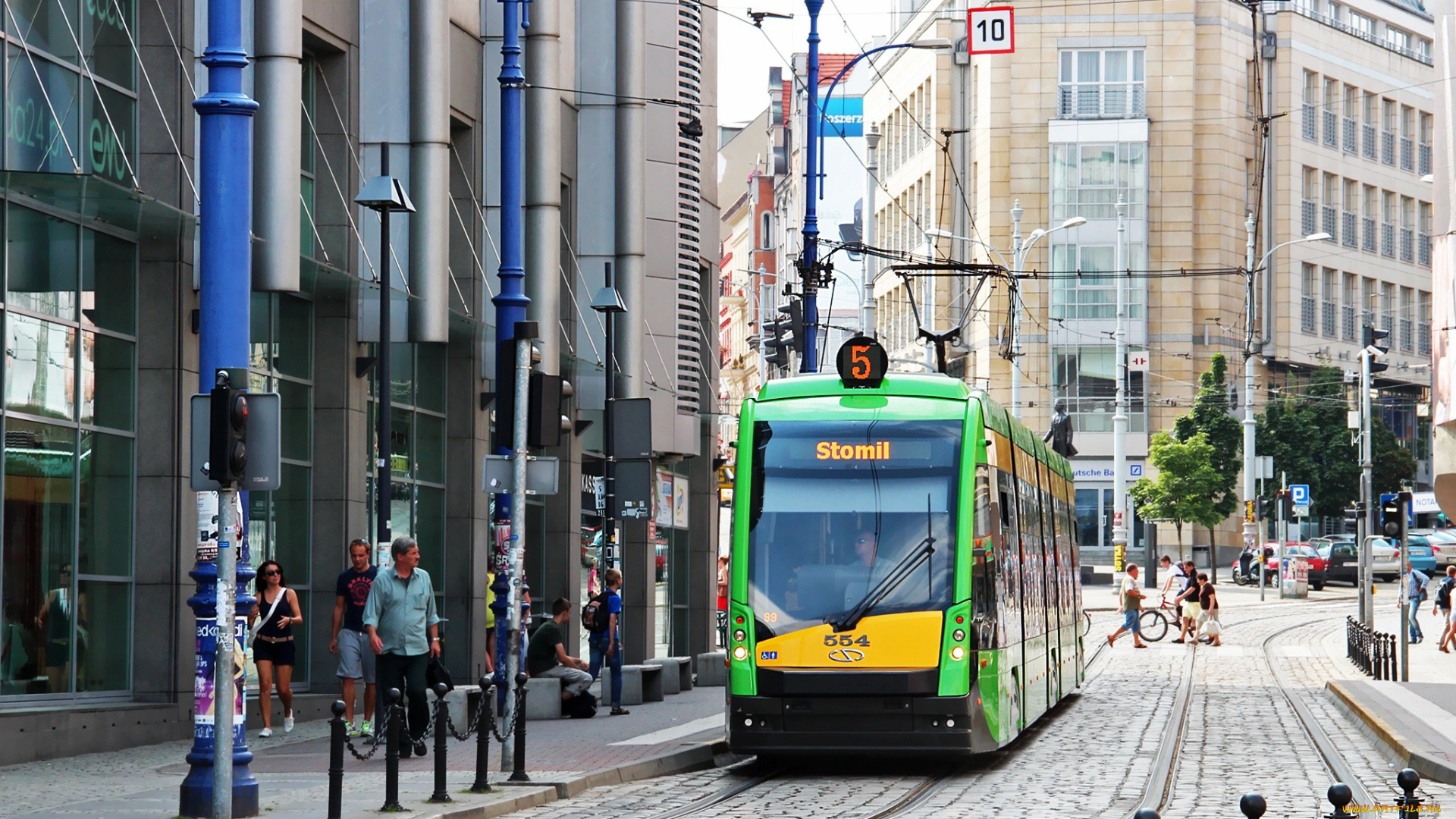 познань, польша, города, улицы, площади, набережные, трамвай, улица, здания