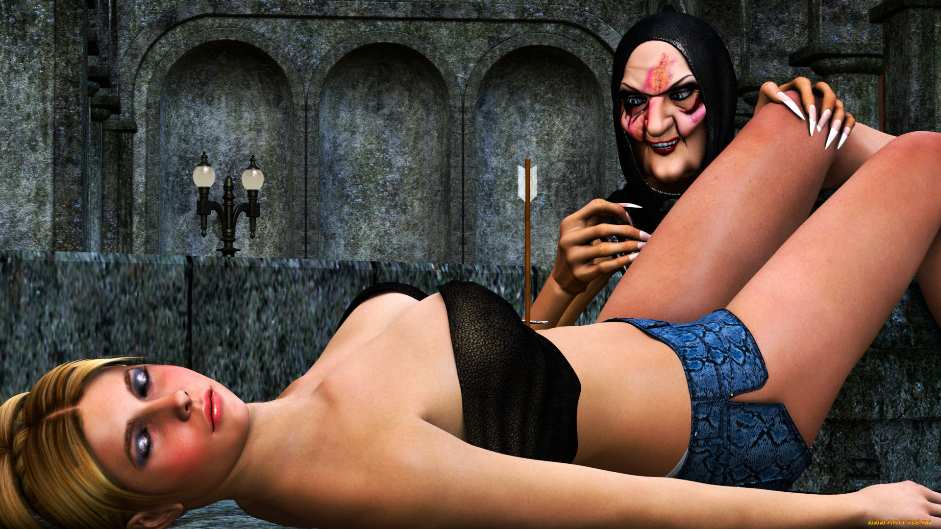 3д, графика, фантазия, , fantasy, фон, стрела, взгляд, девушка