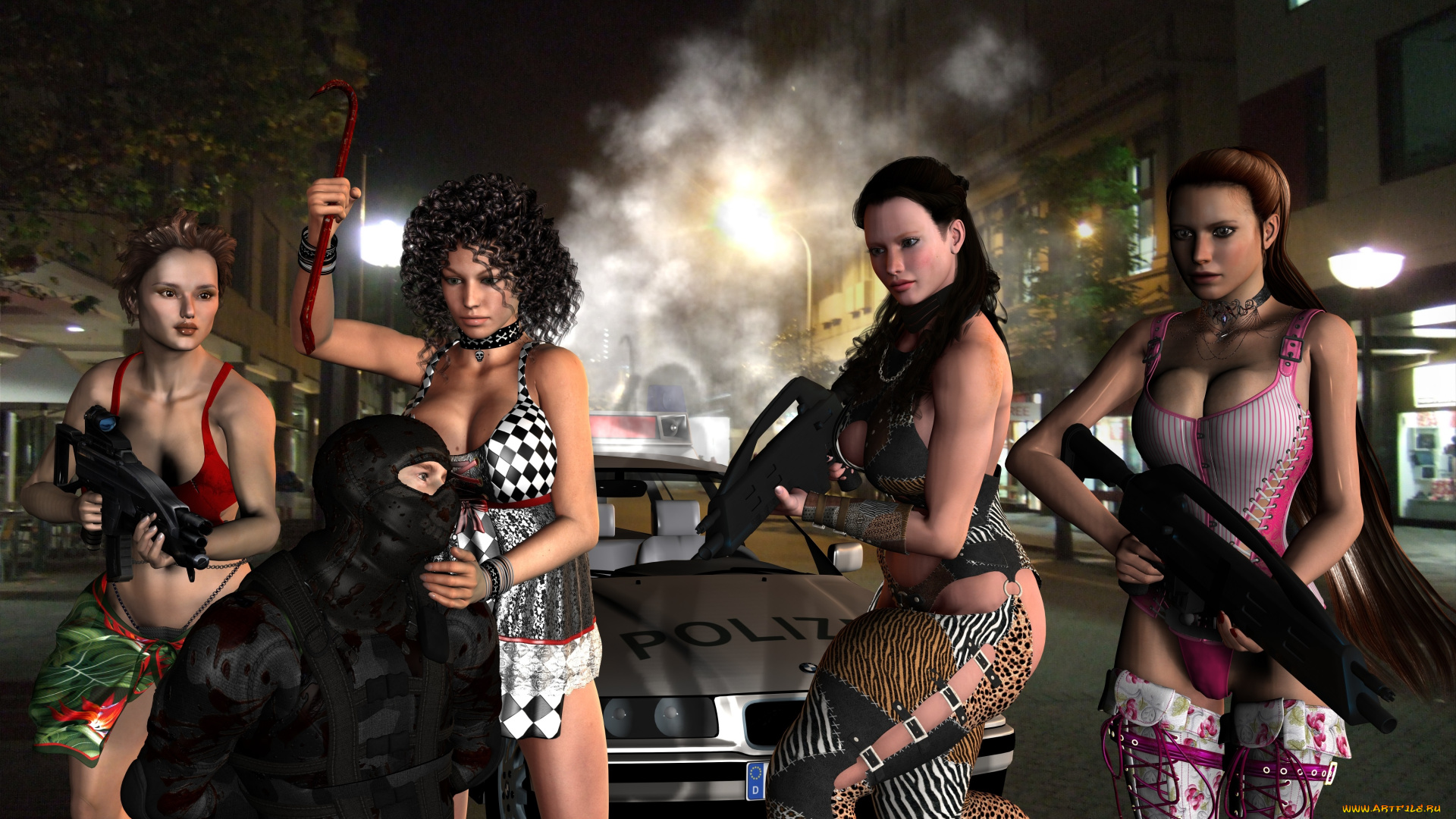 3д, графика, фантазия, , fantasy, оружие, взгляд, фон, девушки