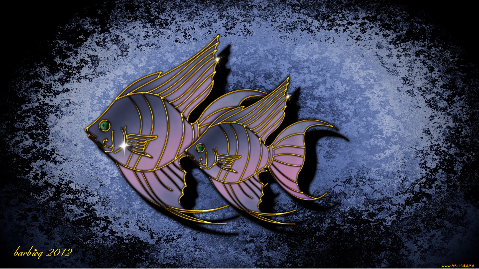 3д, графика, животные, , animals, рыбки, фон