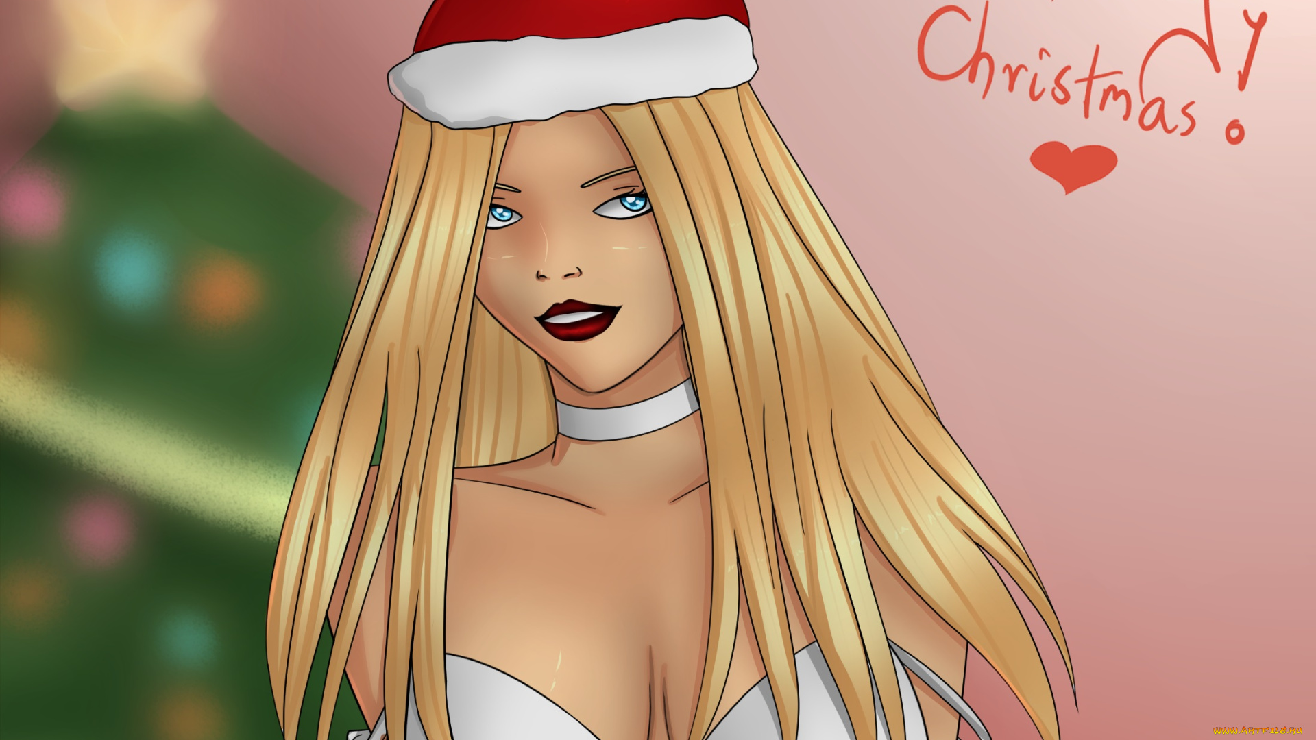 рисованное, люди, шапка, фон, взгляд, девушка