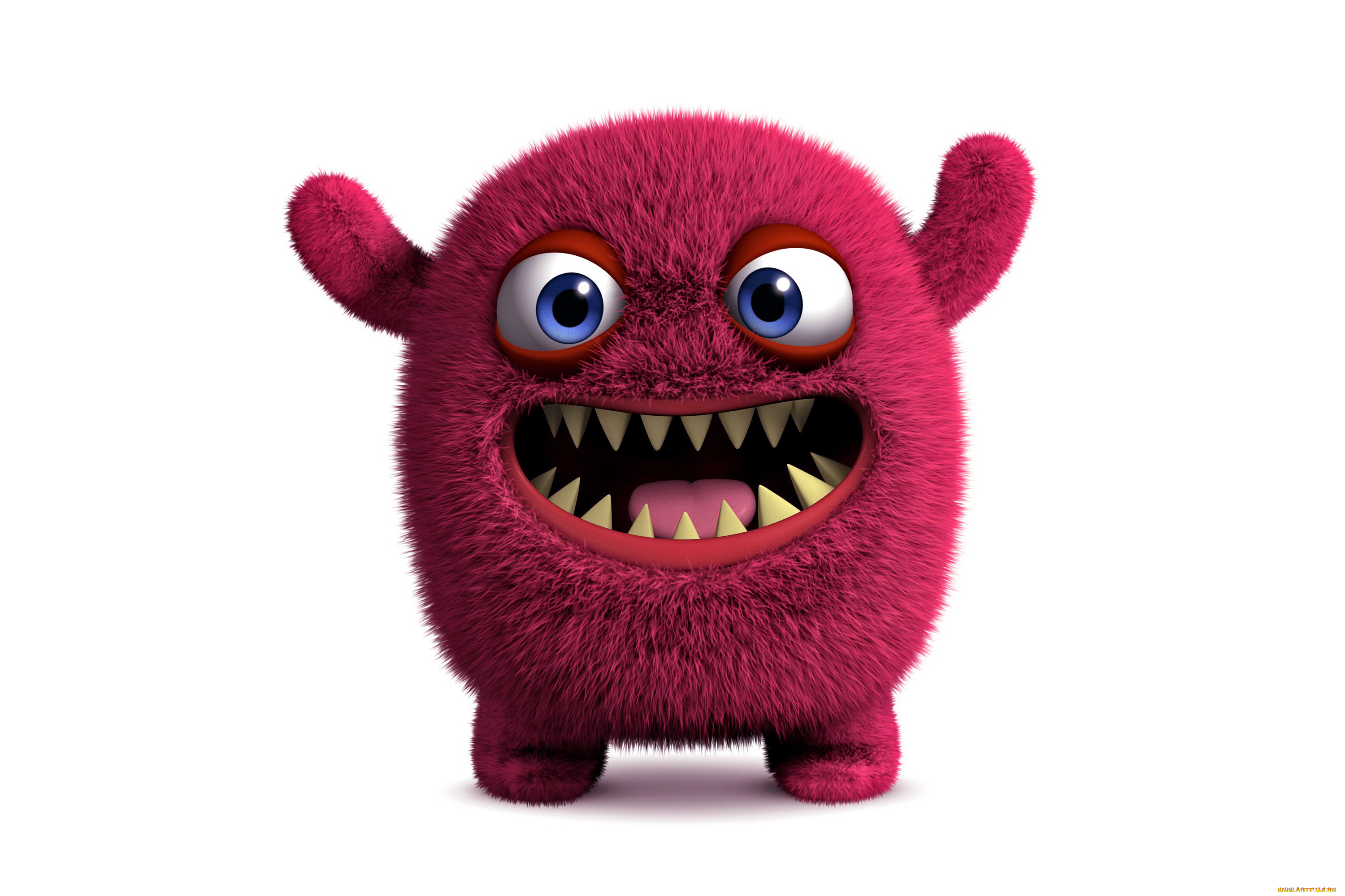 3д, графика, юмор, , humor, face, cute, fluffy, funny, monster