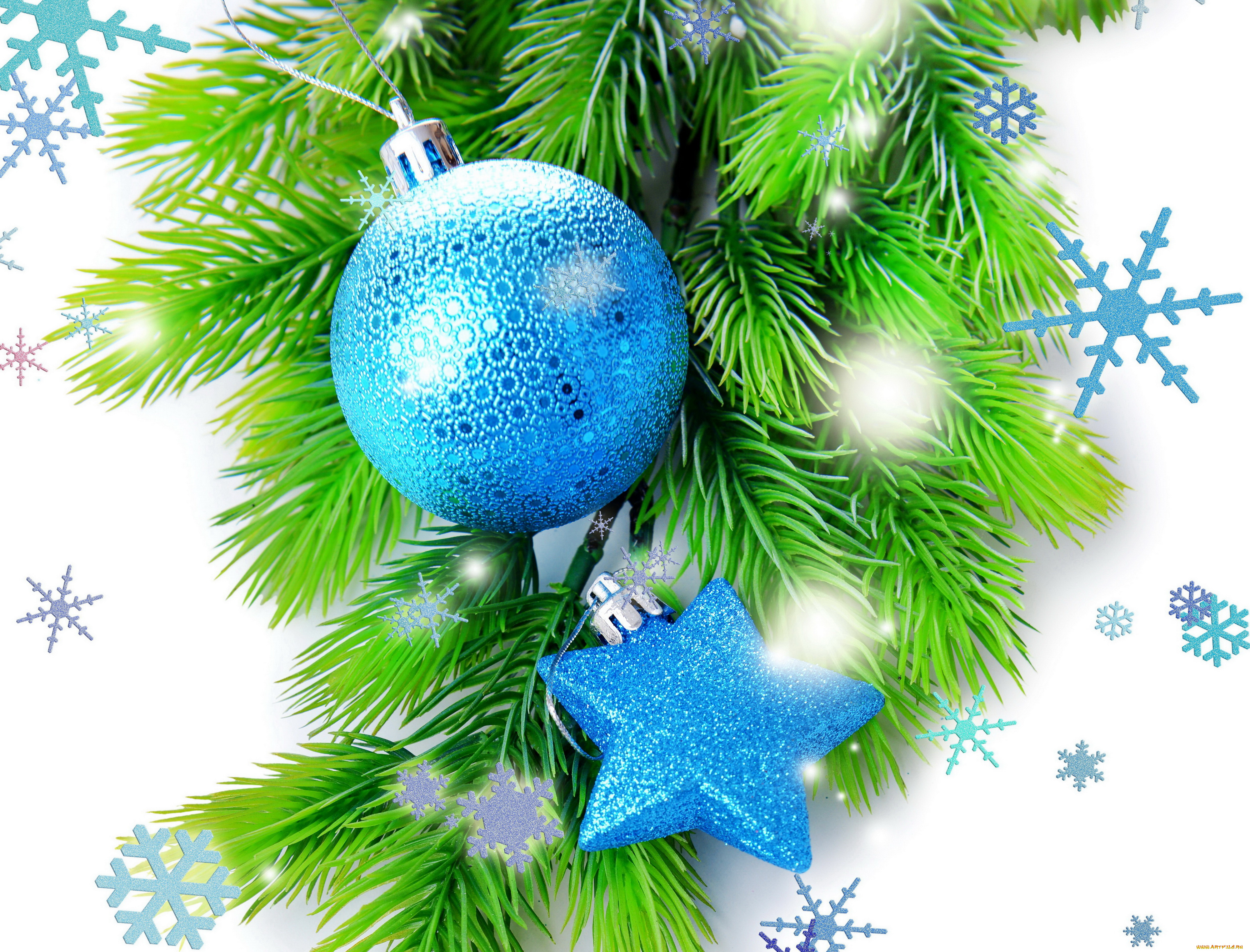 праздничные, шары, ветка, ель, шарики