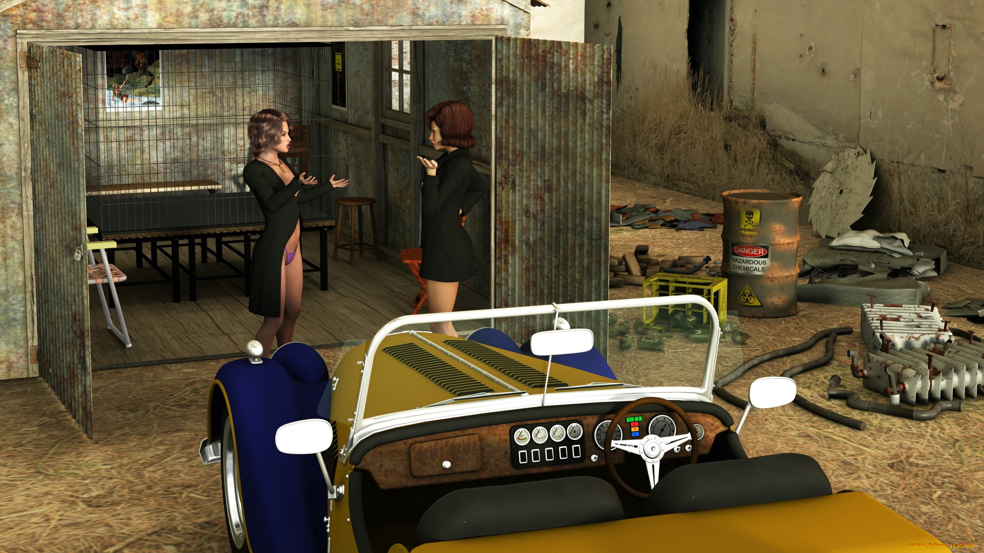 3д, графика, люди, , people, автомобиль, фон, взгляд, девушки