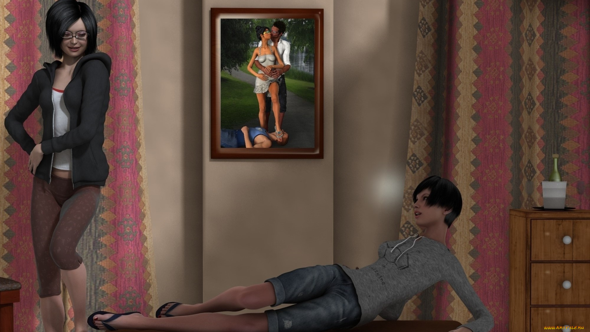 3д, графика, люди, , people, фон, взгляд, девушки