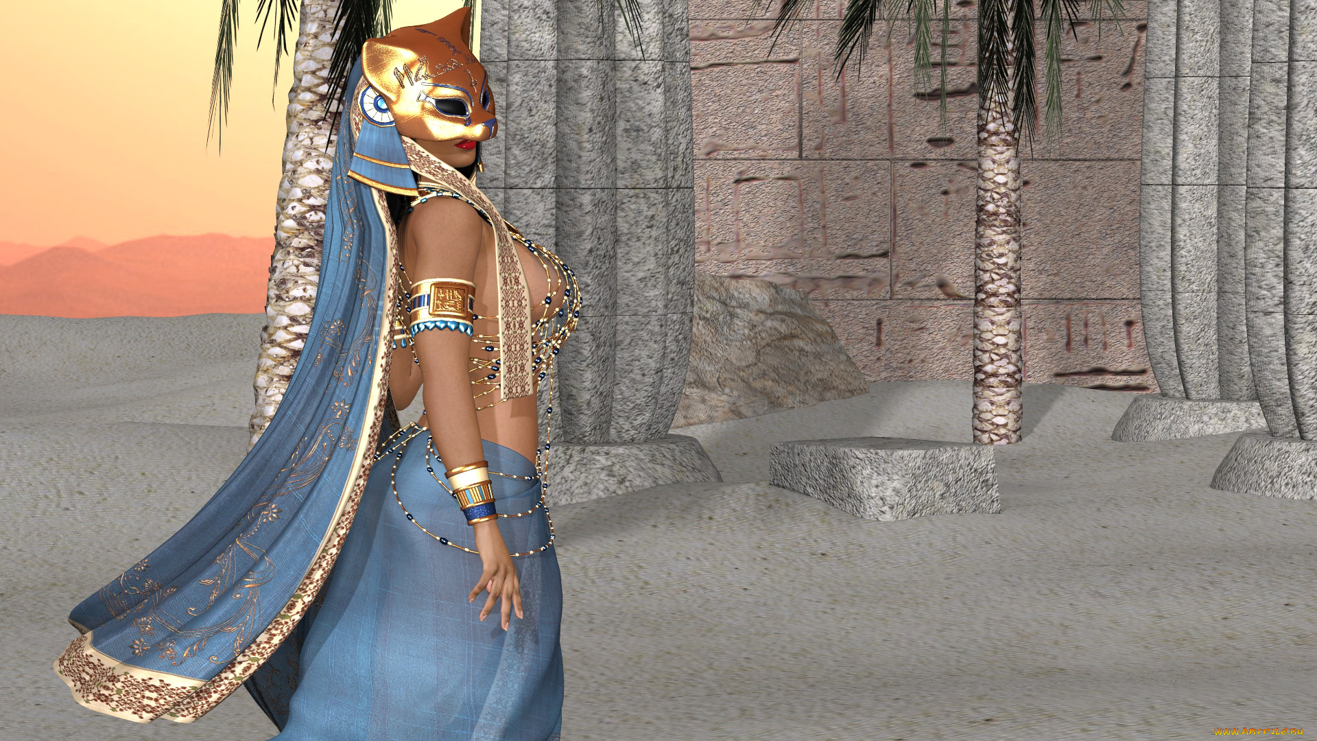 3д, графика, люди, , people, взгляд, девушка, фон, маска