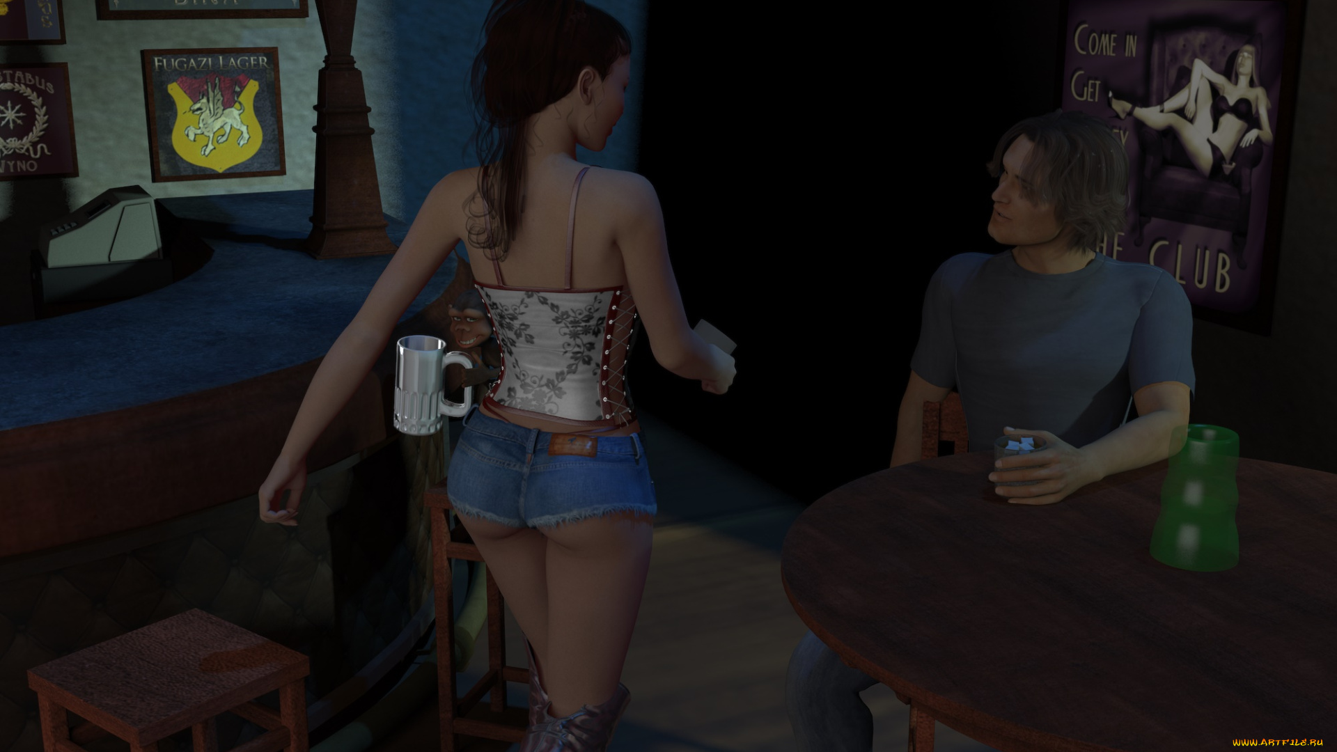 3д, графика, люди, , people, взгляд, фон, кафе, девушка, парень