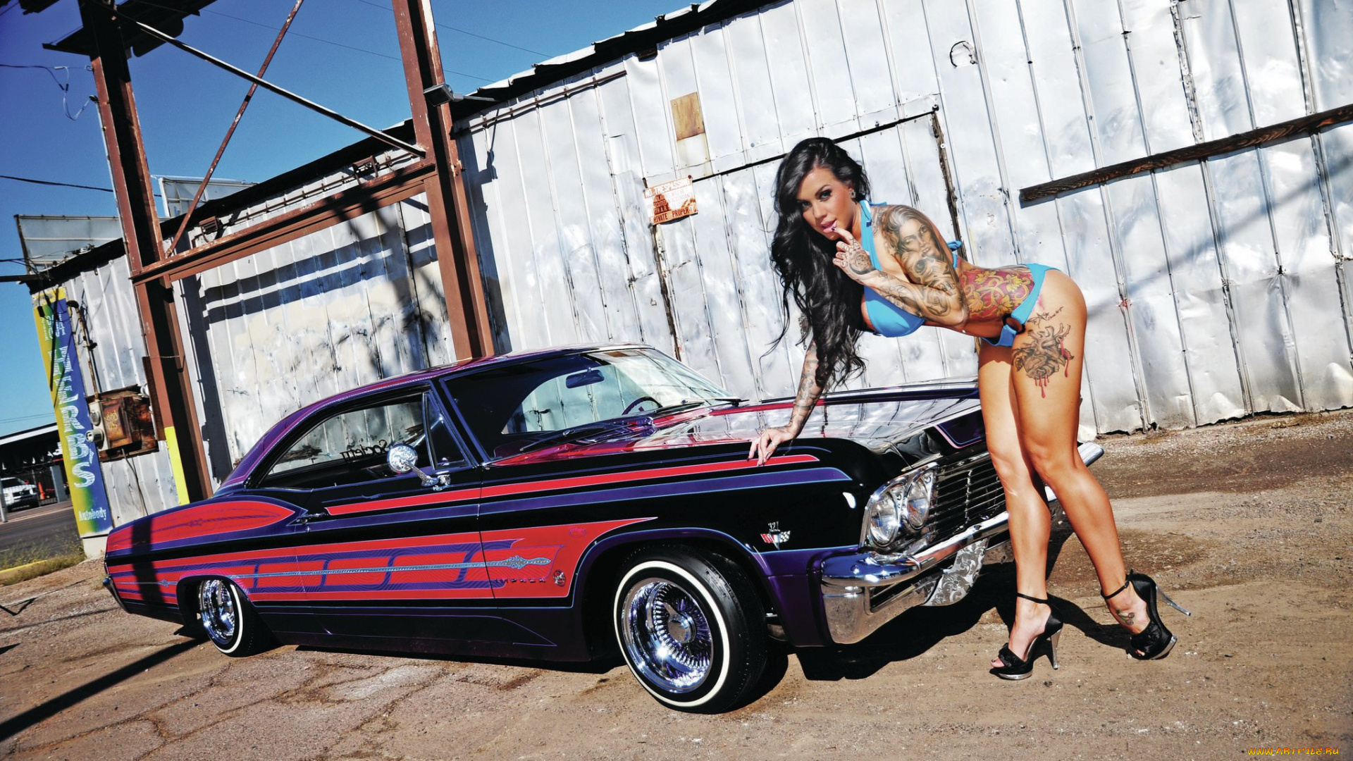 автомобили, -авто, с, девушками, woman, sexy, lowrider, impala