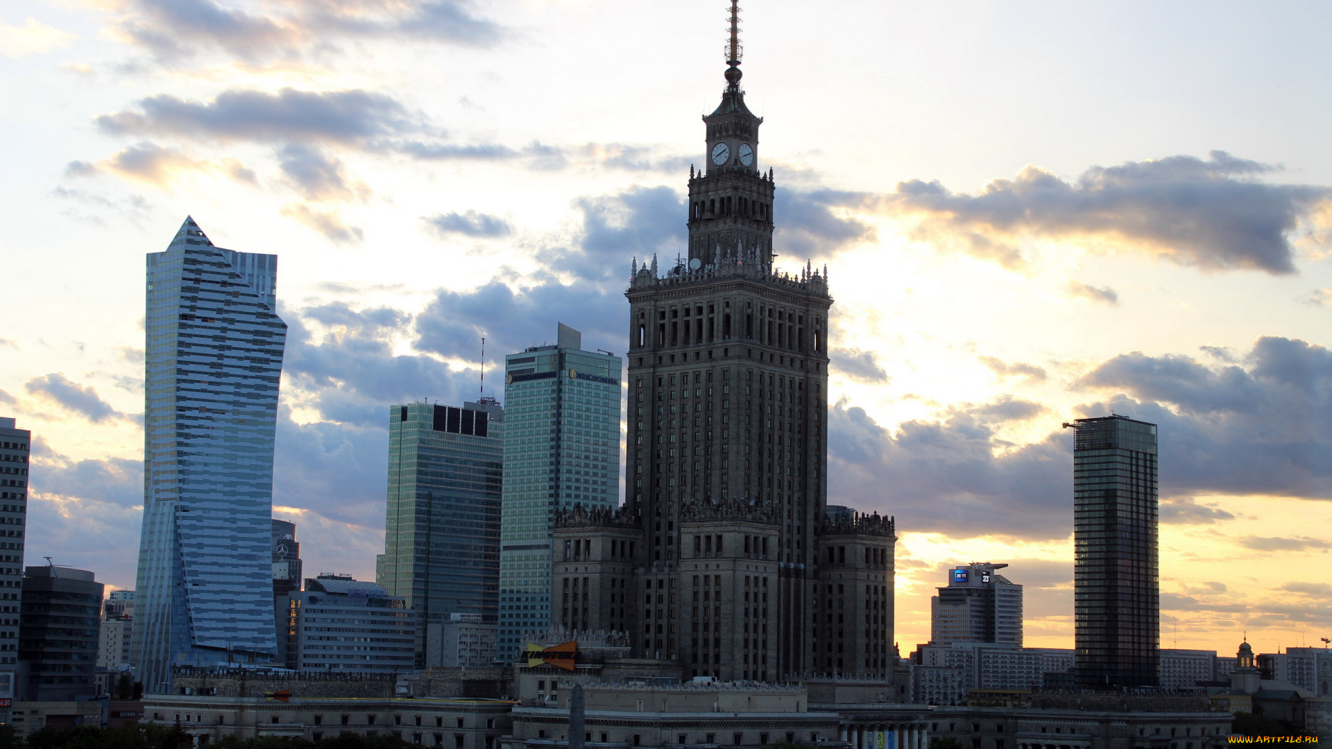 города, берлин, , германия, высотки, сумерки