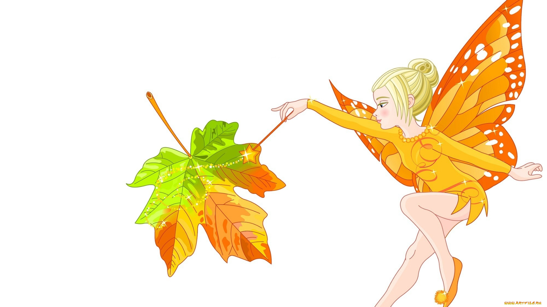 векторная, графика, другое, , other, фея, лист
