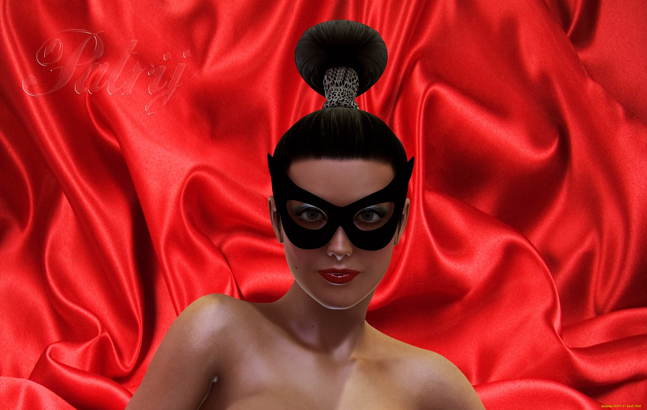 3д, графика, портрет, , portraits, фон, маска, взгляд, девушка