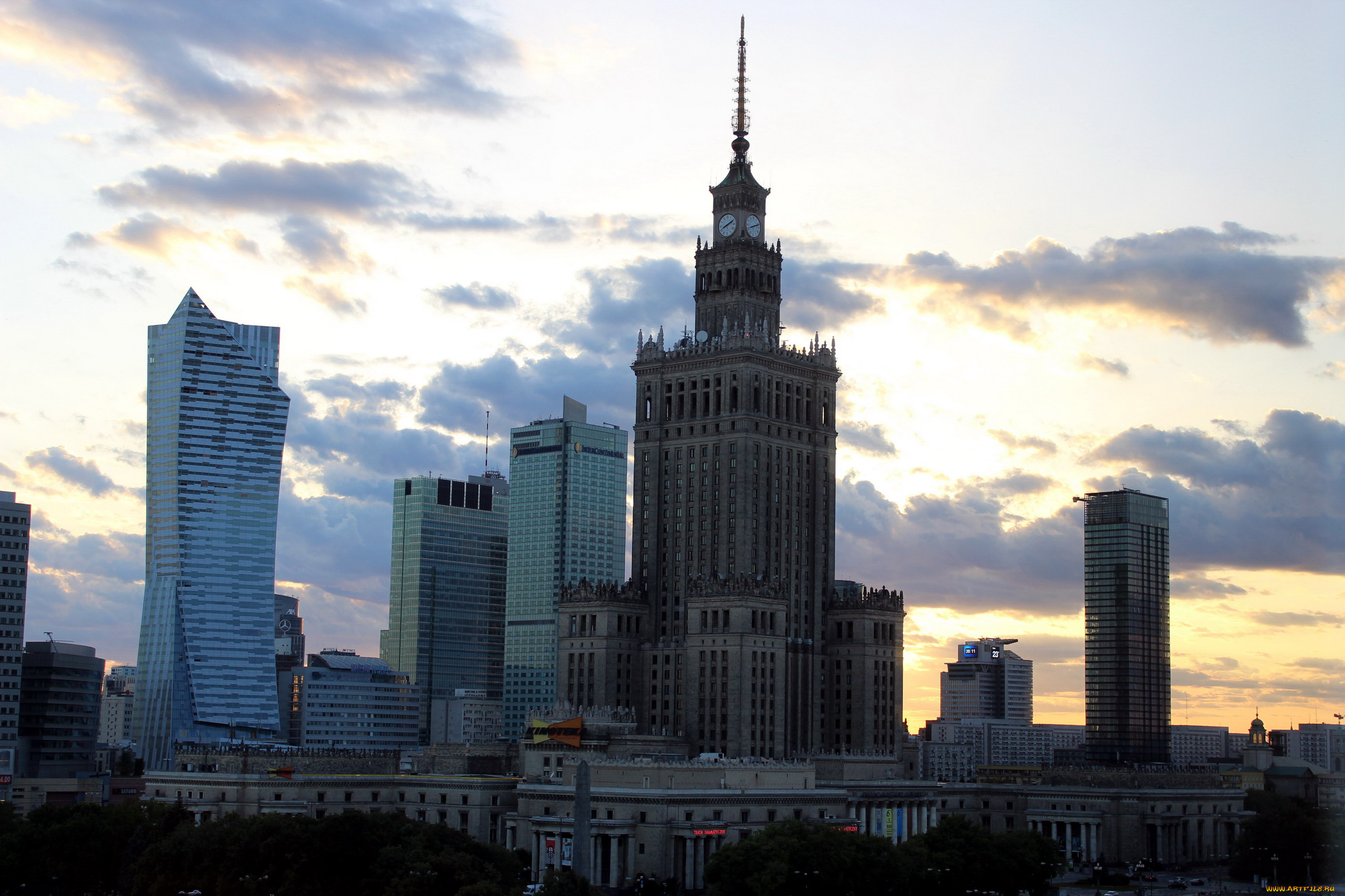 города, берлин, , германия, высотки, сумерки