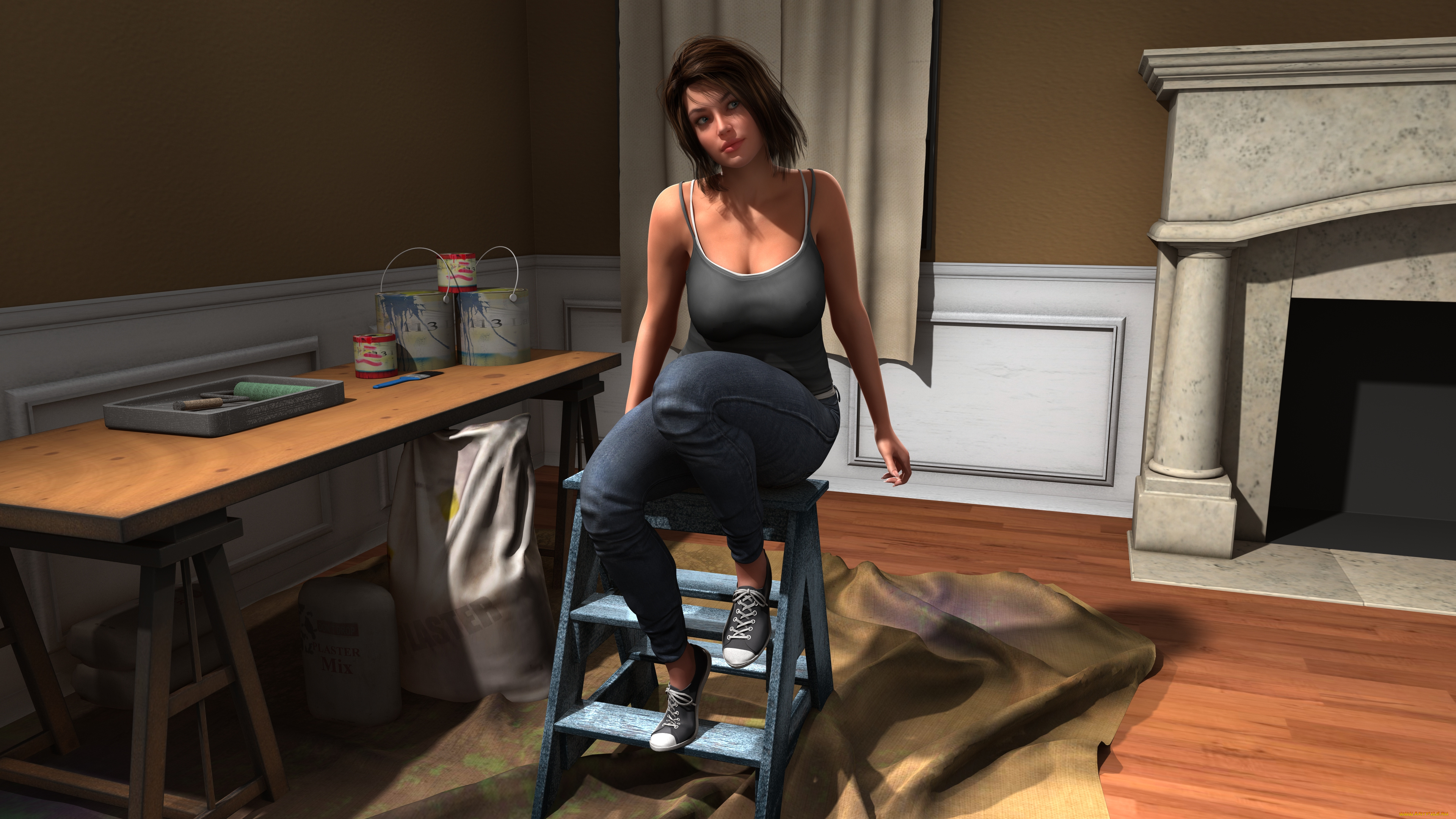 3д, графика, люди, , people, фон, взгляд, девушка