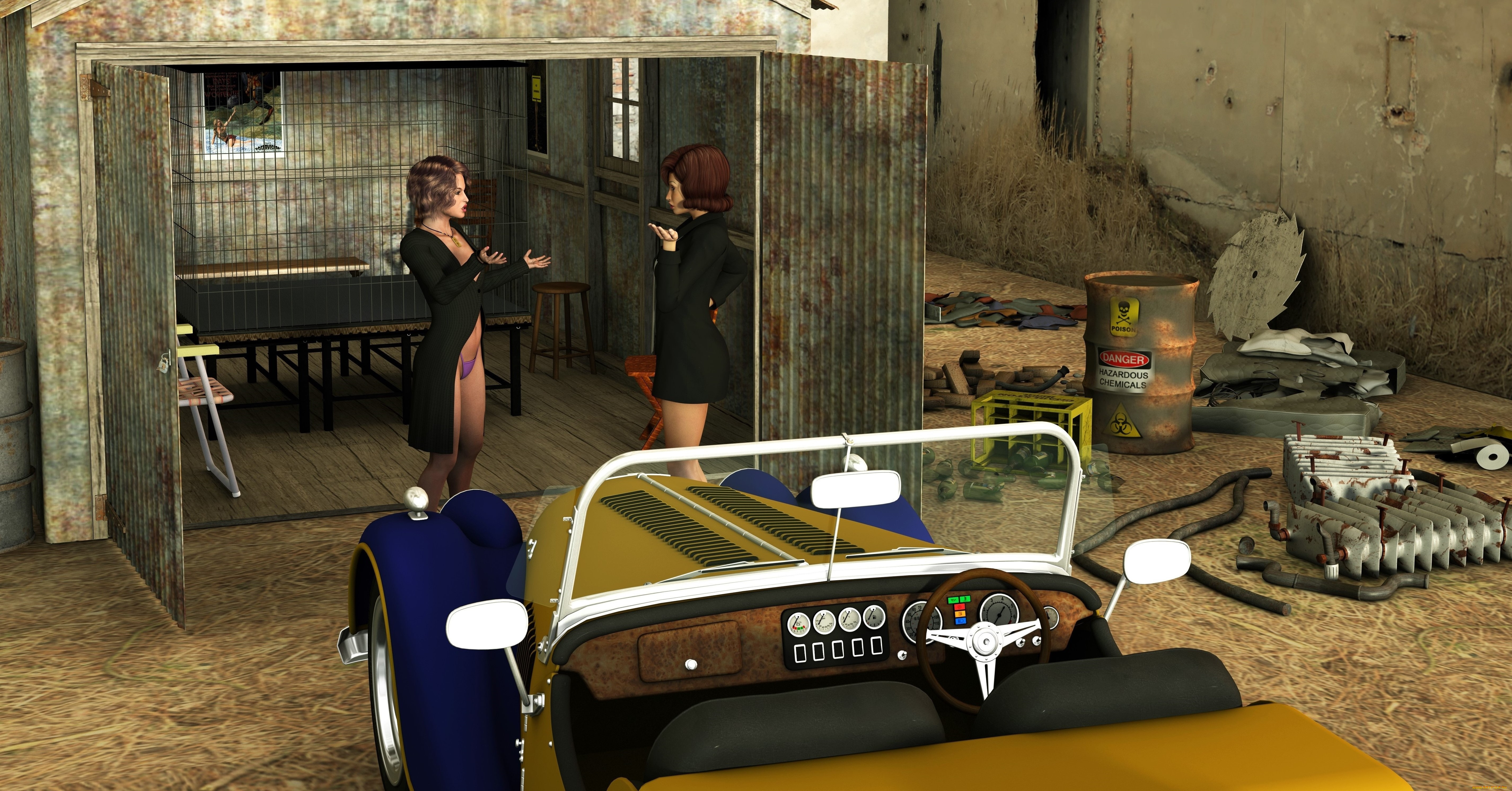 3д, графика, люди, , people, автомобиль, фон, взгляд, девушки