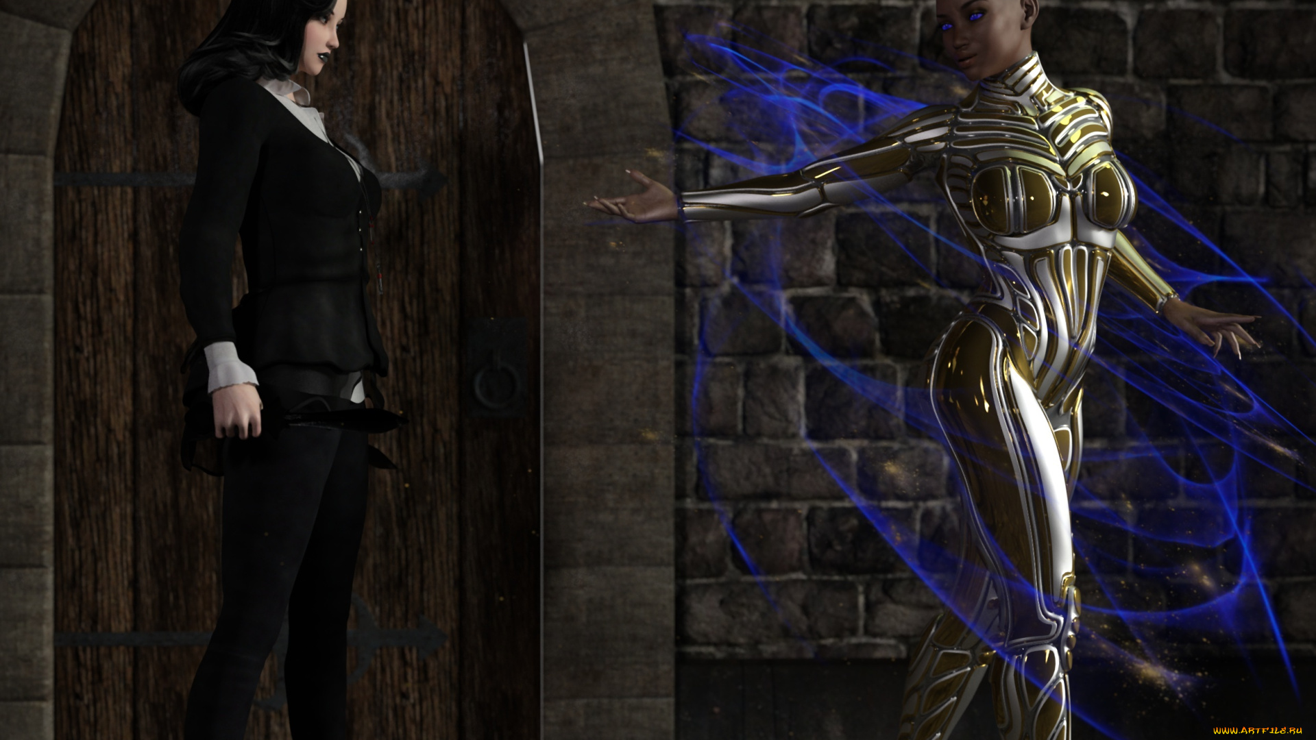 3д, графика, фантазия, , fantasy, девушка, фон, взгляд