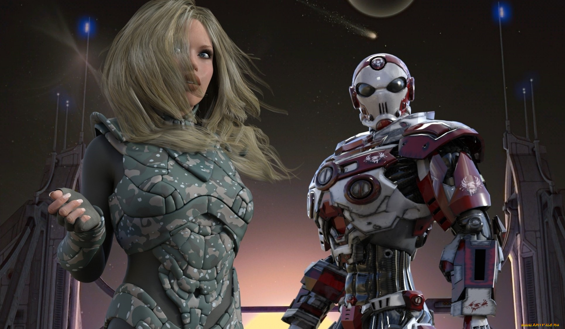 3д, графика, фантазия, , fantasy, фон, взгляд, девушка