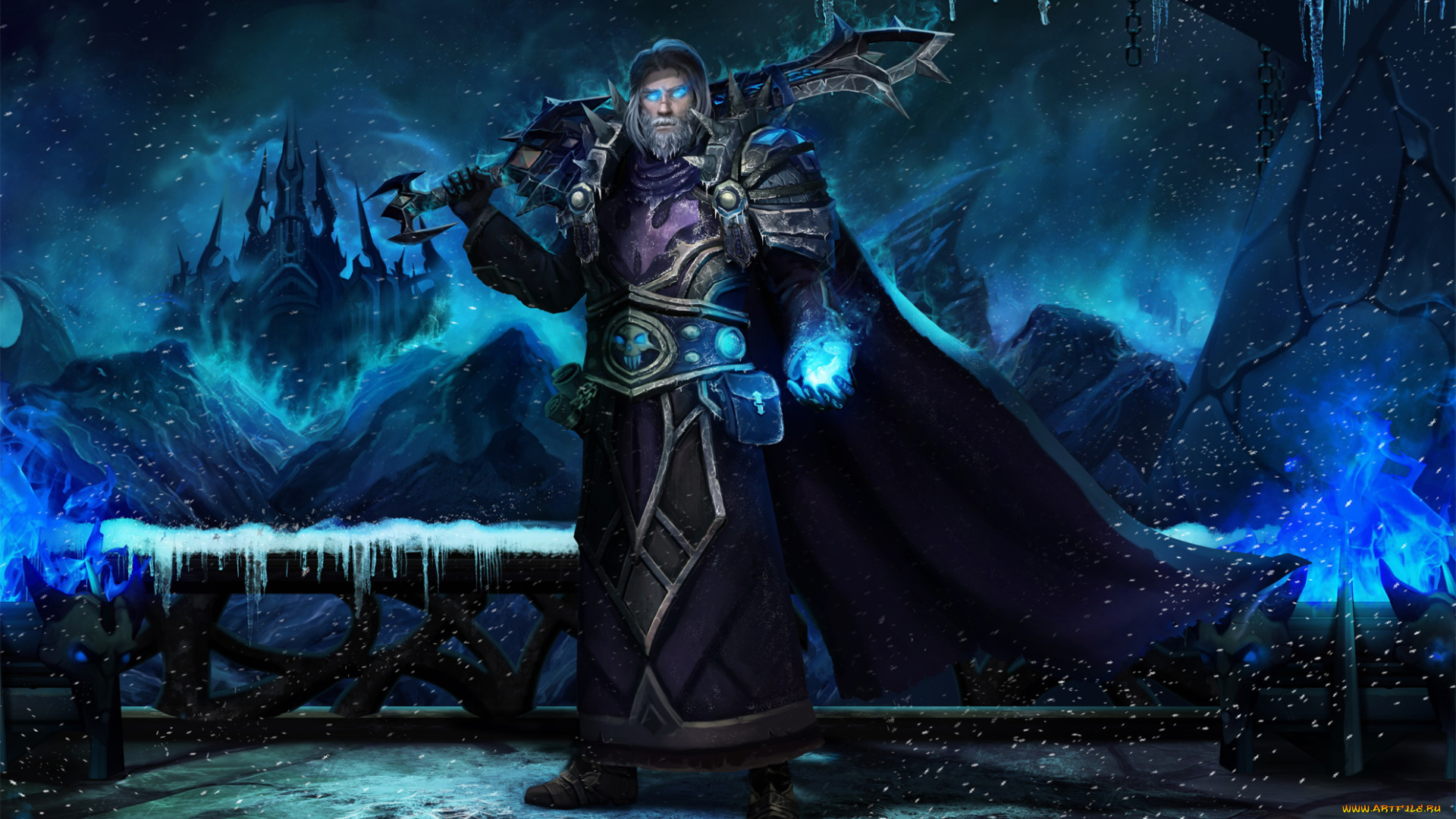 фэнтези, маги, , волшебники, магия, зима, фон, мужчина, взгляд, меч