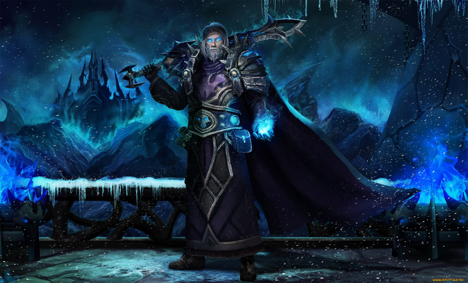 фэнтези, маги, , волшебники, магия, зима, фон, мужчина, взгляд, меч