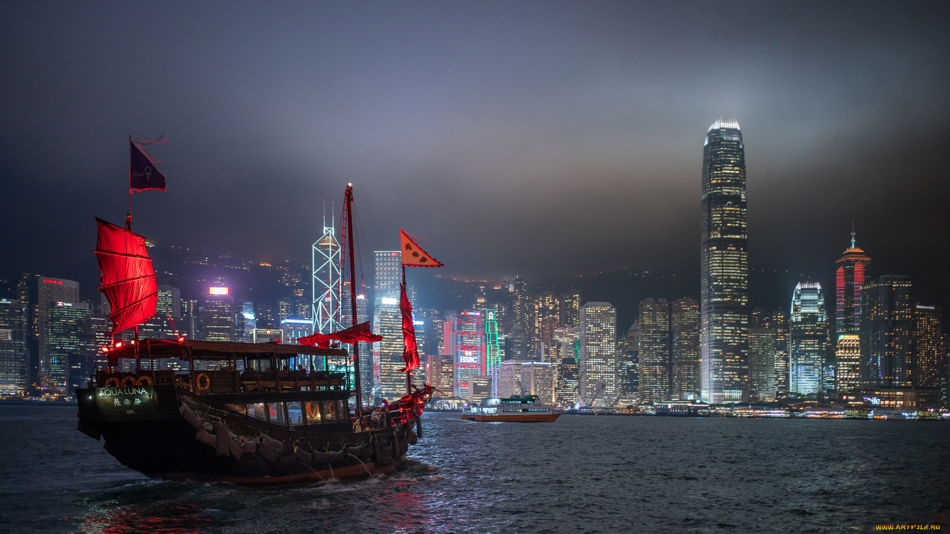 aqua, luna, корабли, парусники, джонка