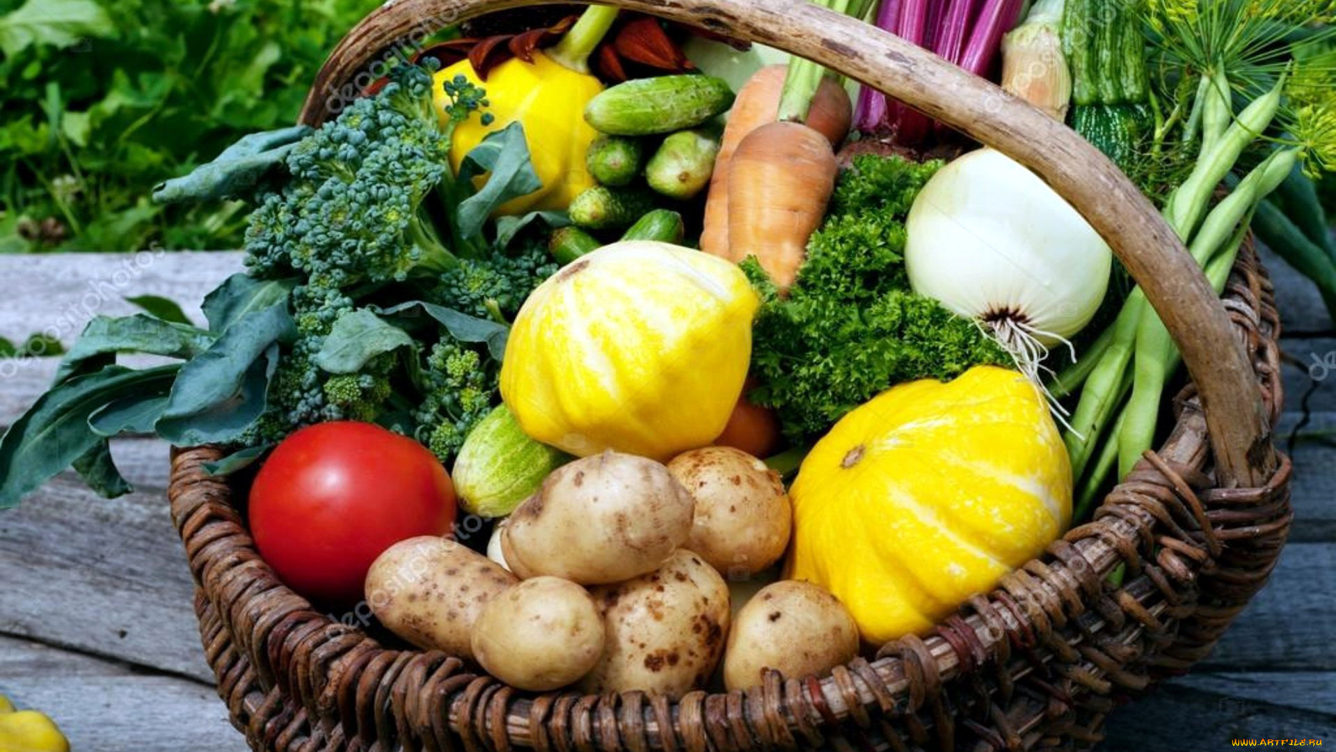 еда, овощи, патиссон, картофель