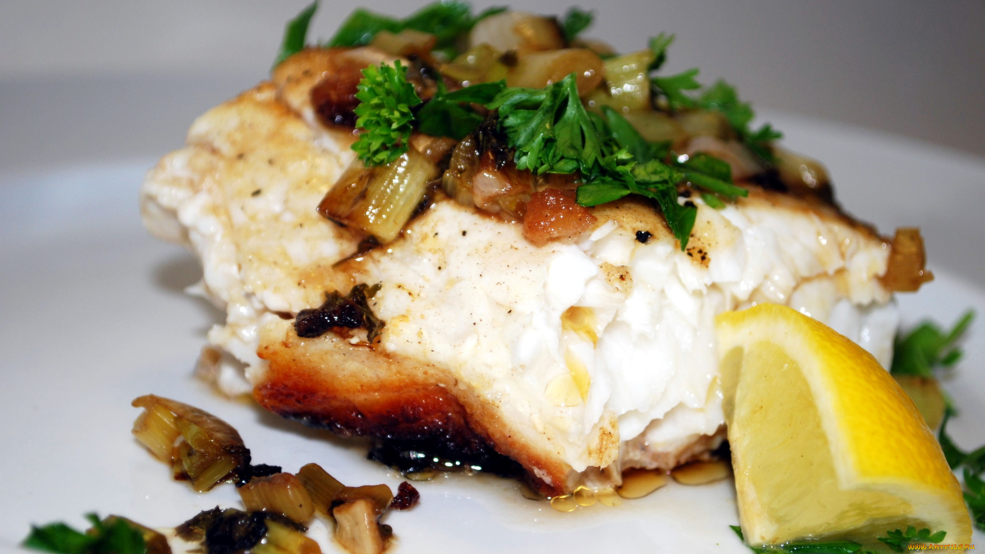 еда, рыбные, блюда, , с, морепродуктами, палтус