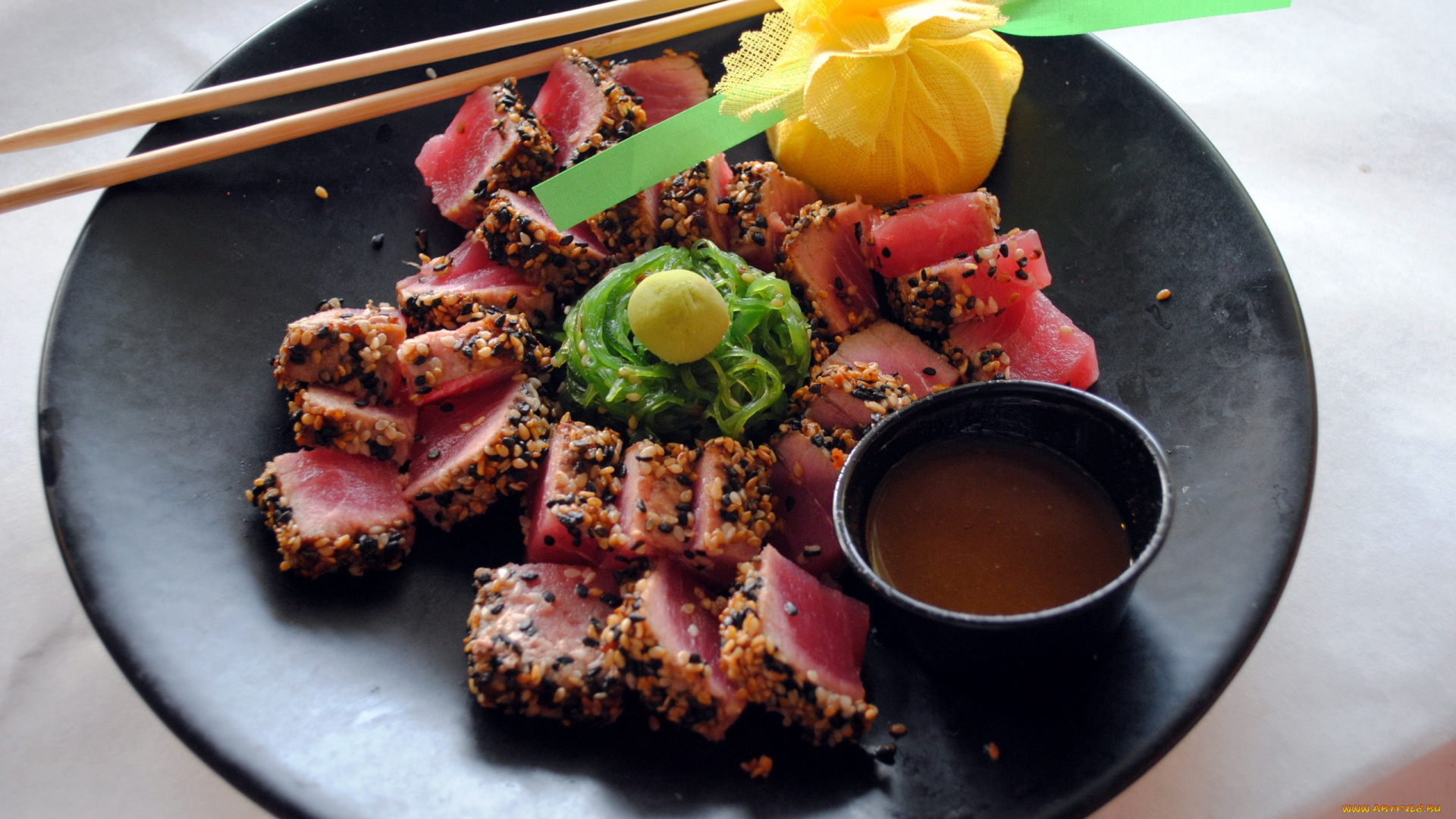 еда, рыбные, блюда, , с, морепродуктами, тунец