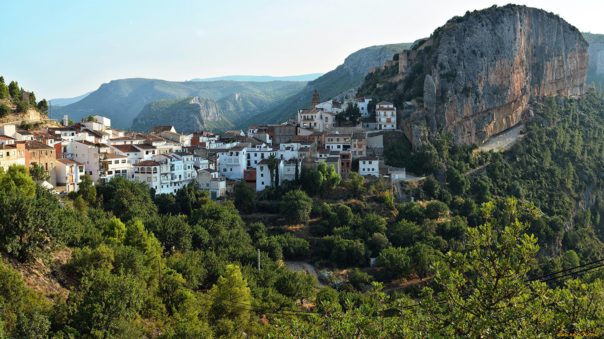 города, -, панорамы, горы, долина, город