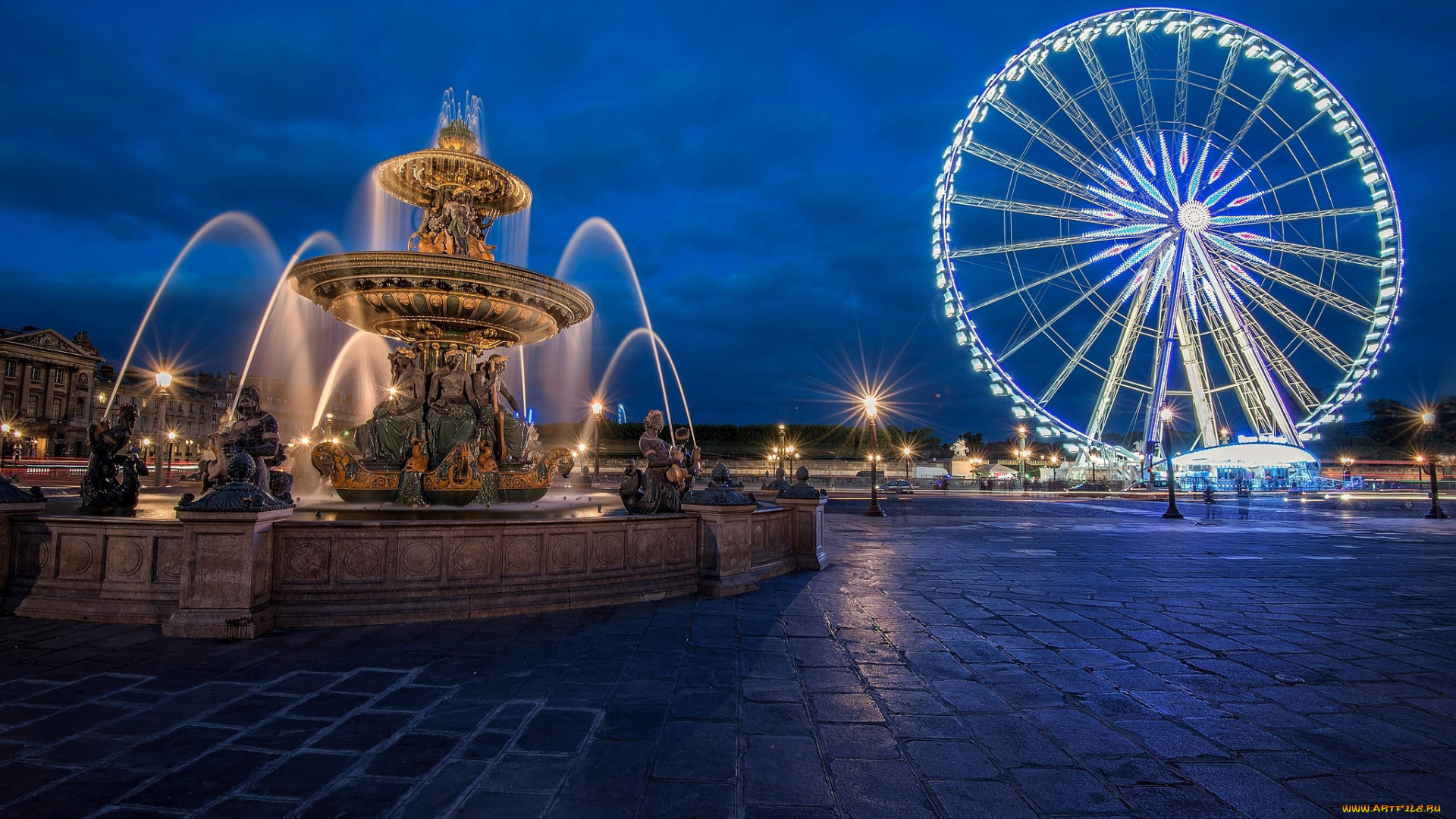 города, париж, , франция, фонтан