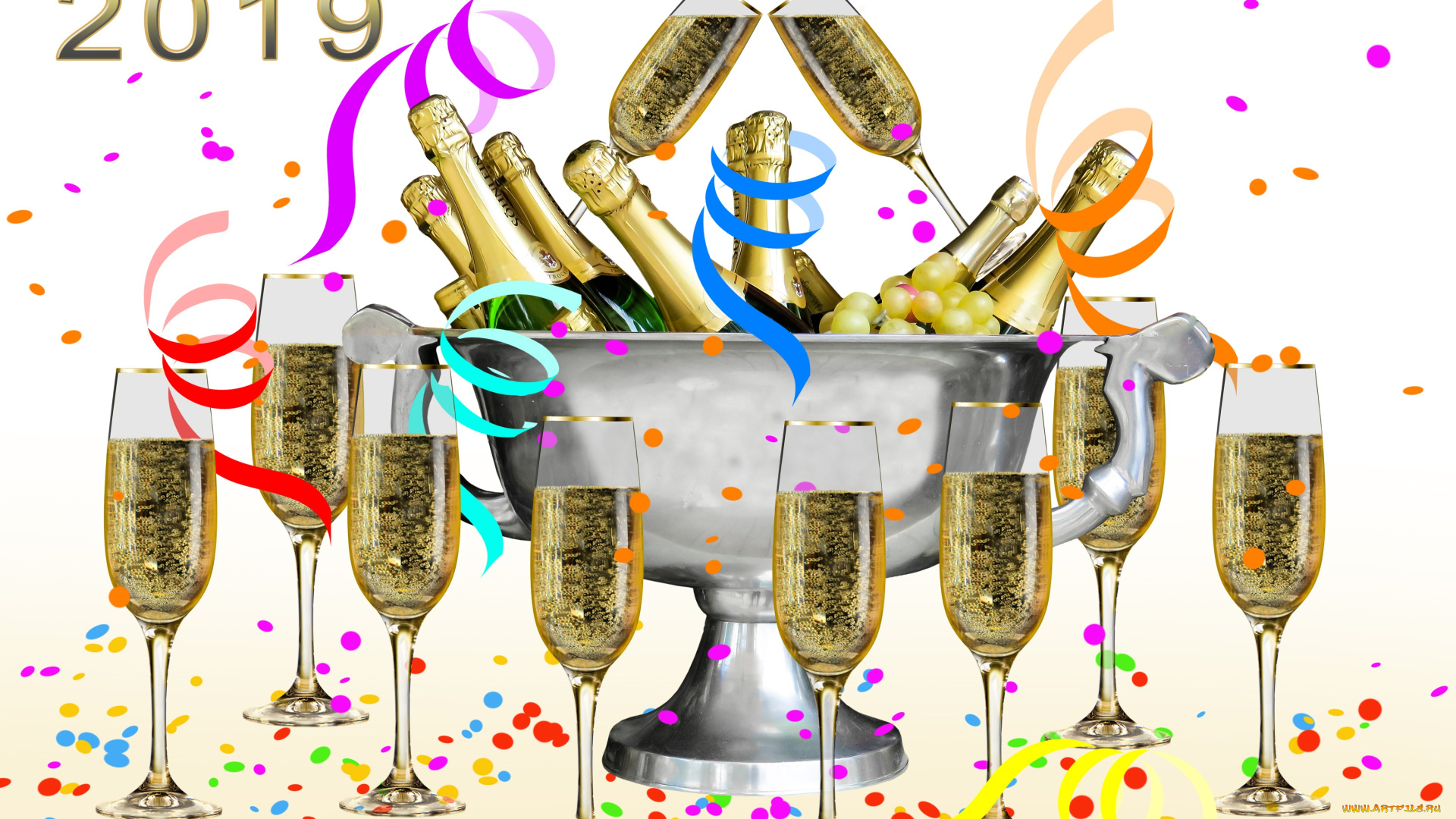 праздничные, угощения, бокалы, шампанское