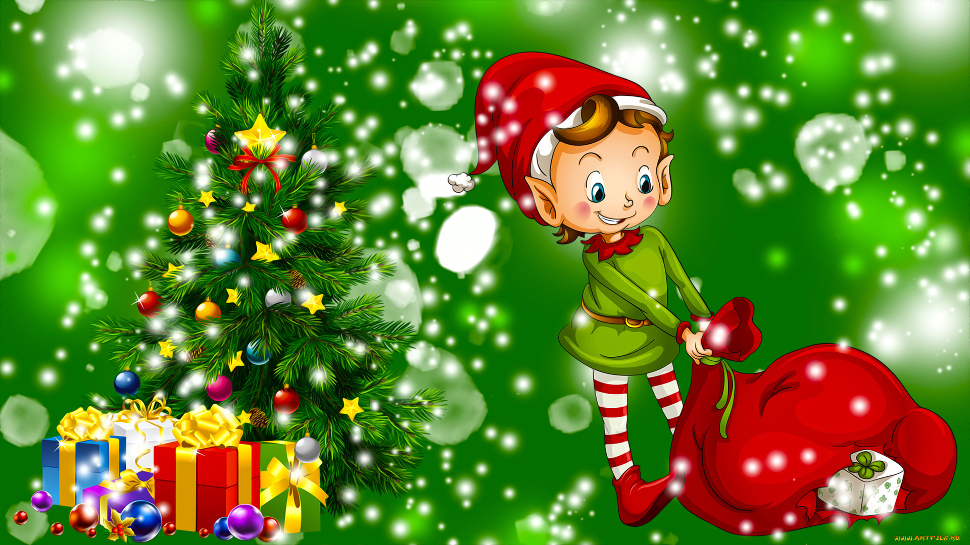 праздничные, векторная, графика, , новый, год, елка, подарки