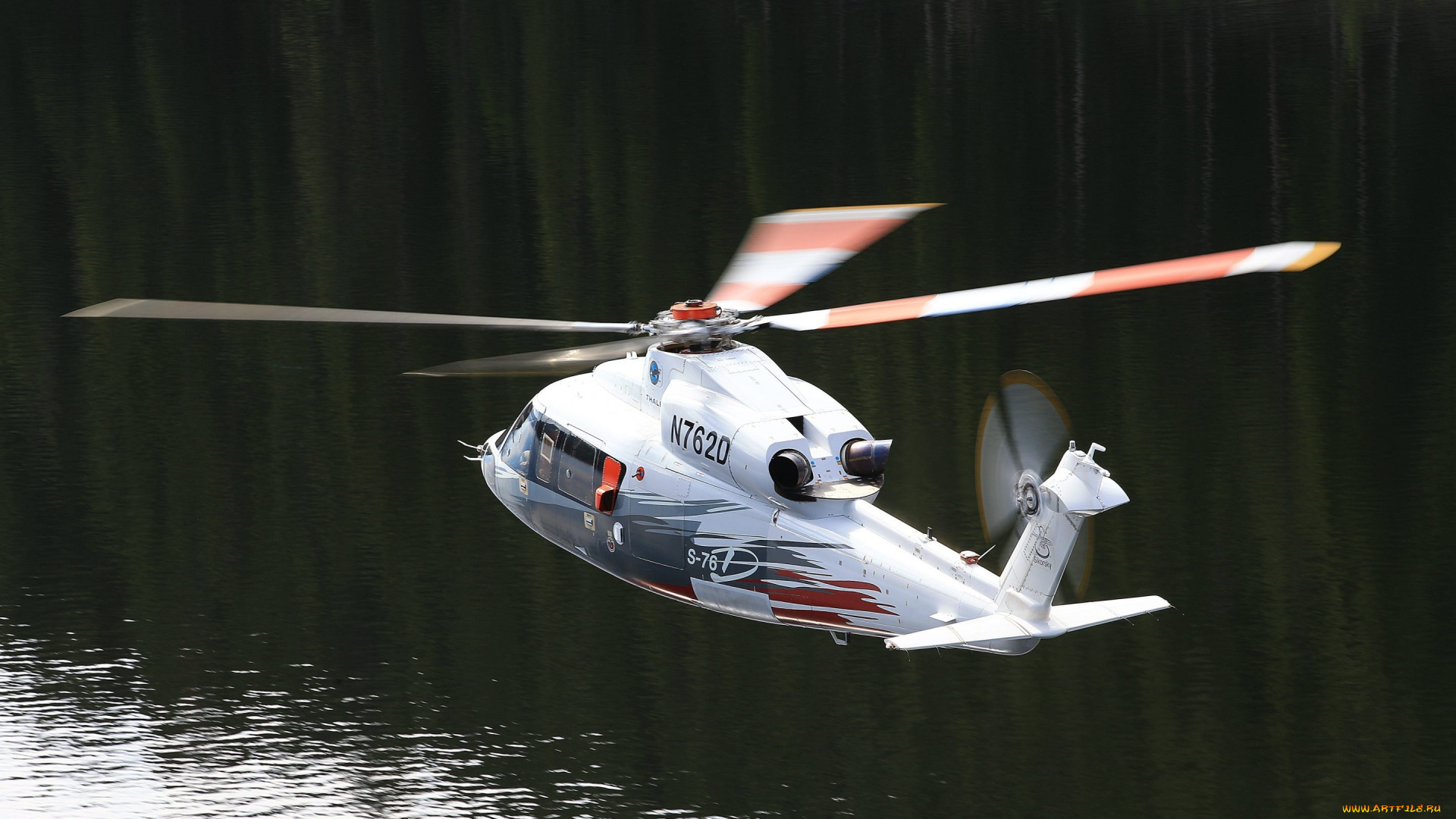 sikorsky, s-76d, авиация, вертолёты, легкий, вертолет, река, sikorsky, гражданская
